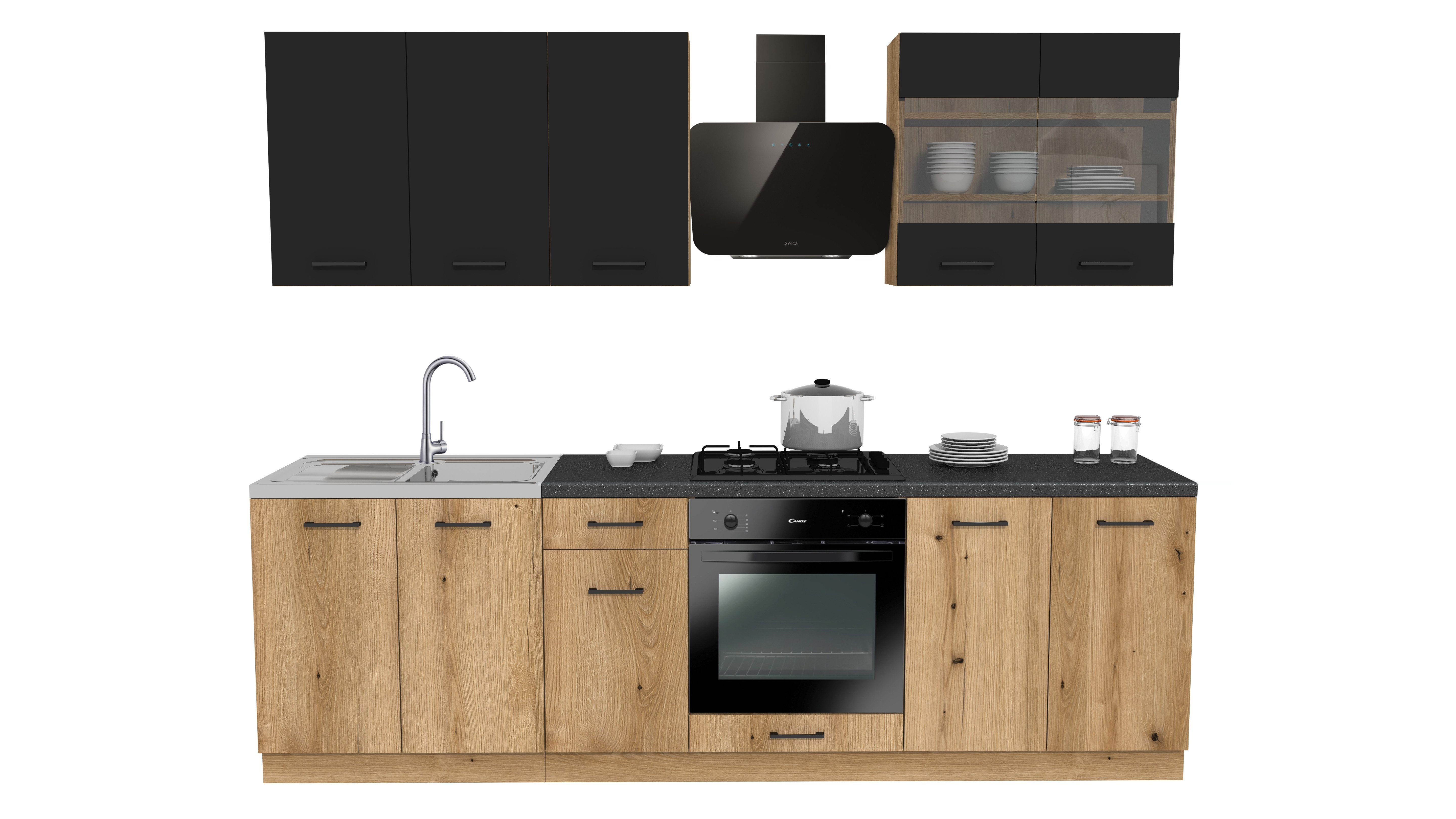 ROYAL24_MARKT Küchenzeile - SIMPLY Z4 260 cm - Urban Style Konzept, (Komplett Set), Premium - Modern - Exzellent