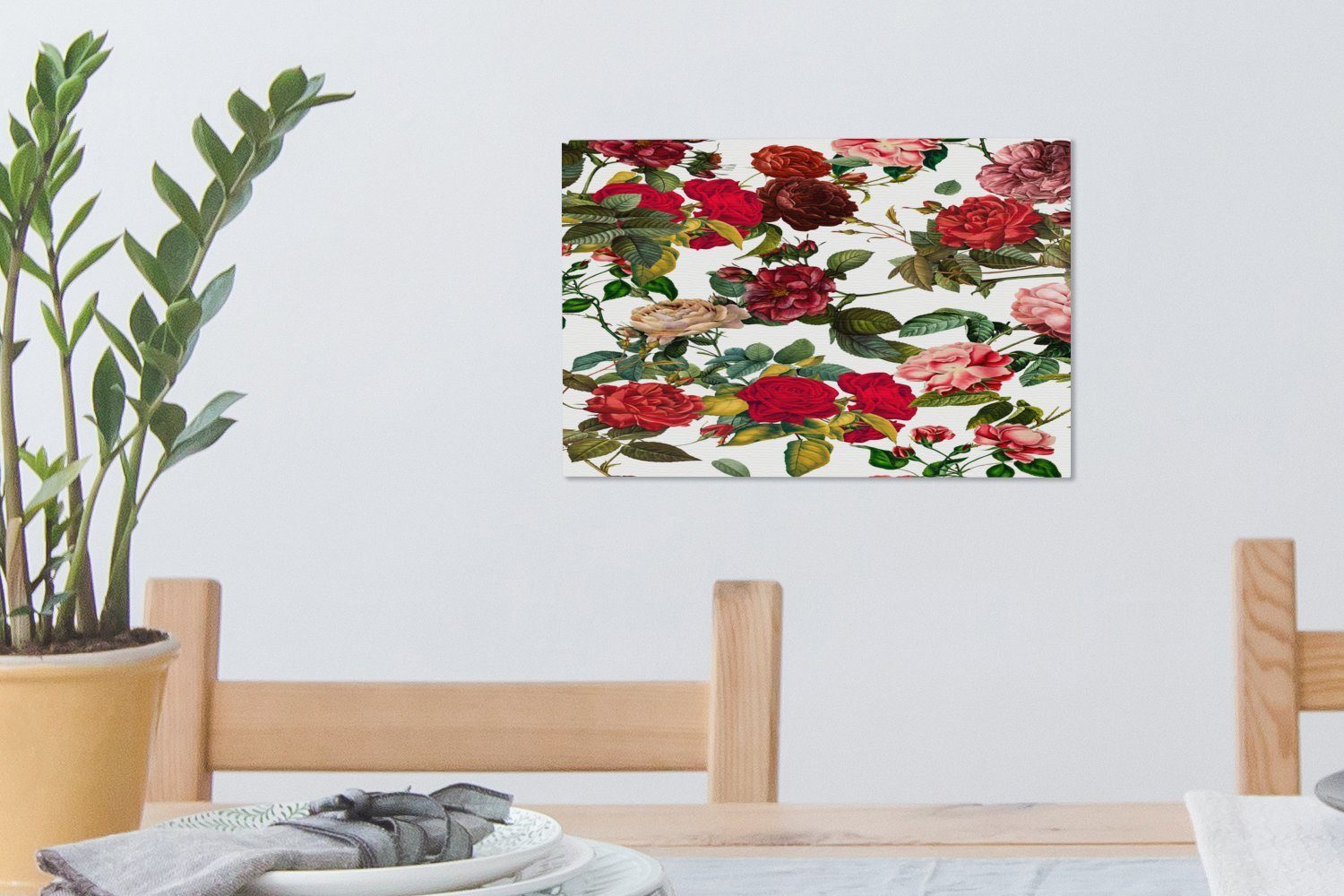 Wandbild Leinwandbilder, Aufhängefertig, - cm Leinwandbild Blumen St), - Wanddeko, (1 Weiß, OneMillionCanvasses® 30x20 Rose