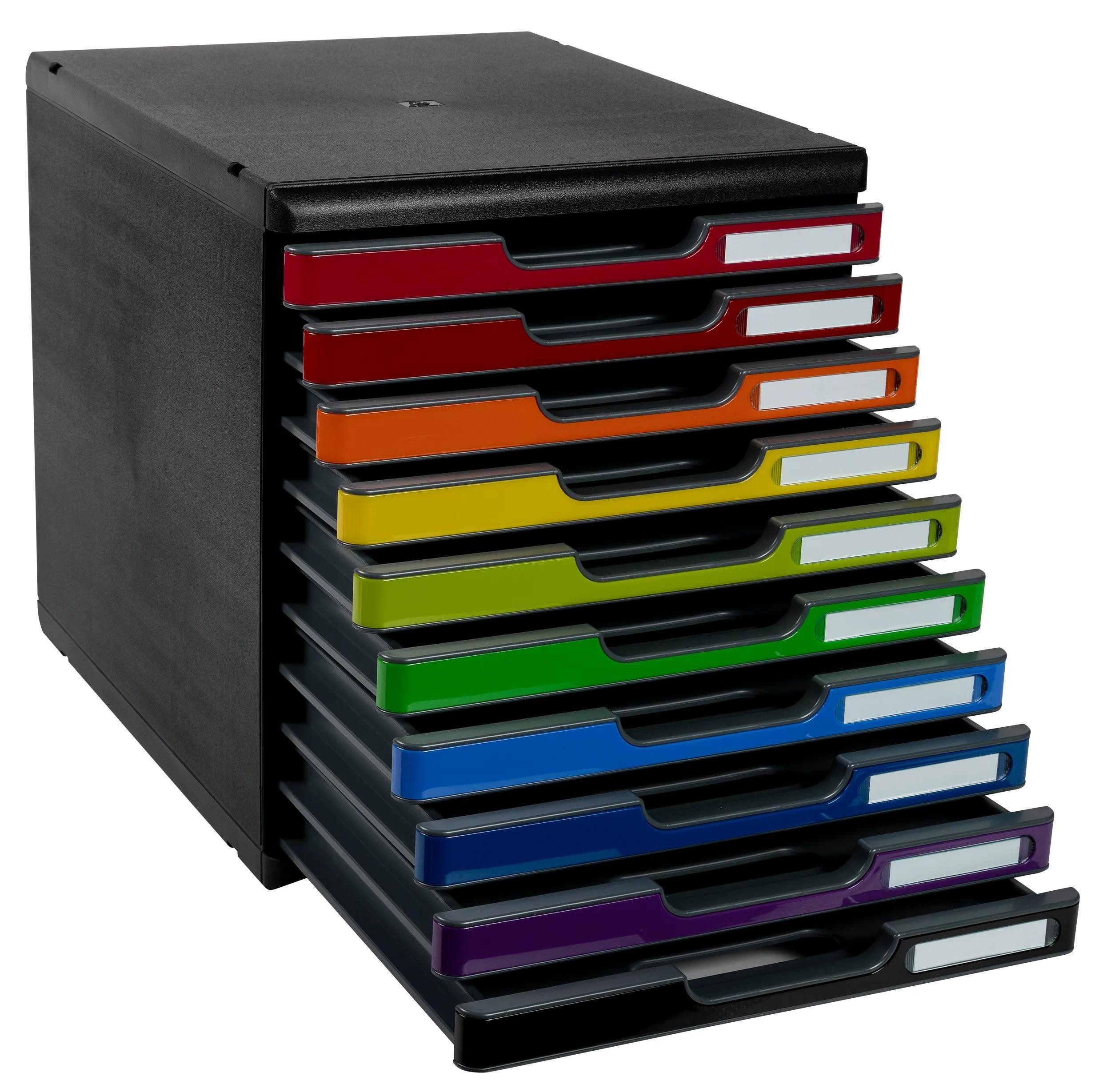 EXACOMPTA Schubladenbox Schubladenbox MODULO A4 10 geschlossene Schubladen Regenbogen 302798D, Schubladenboxen