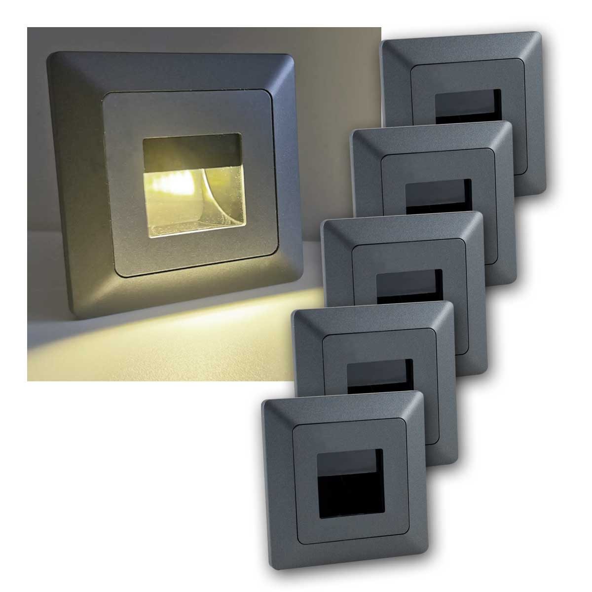 ChiliTec LED Einbauleuchte 5x MILOS LED Einbauleuchte COB, anth mit Rahmen