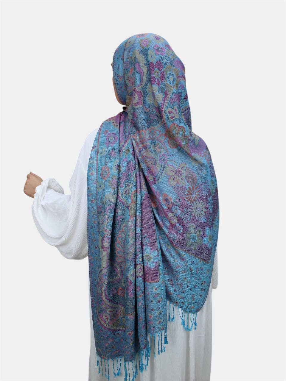 Aymasal Kopftuch Flower Pashmina Muster Hijab Kopftuch Schal Fransentuch Hidschab Islam, Hochwertige Viskose, Blumendesign