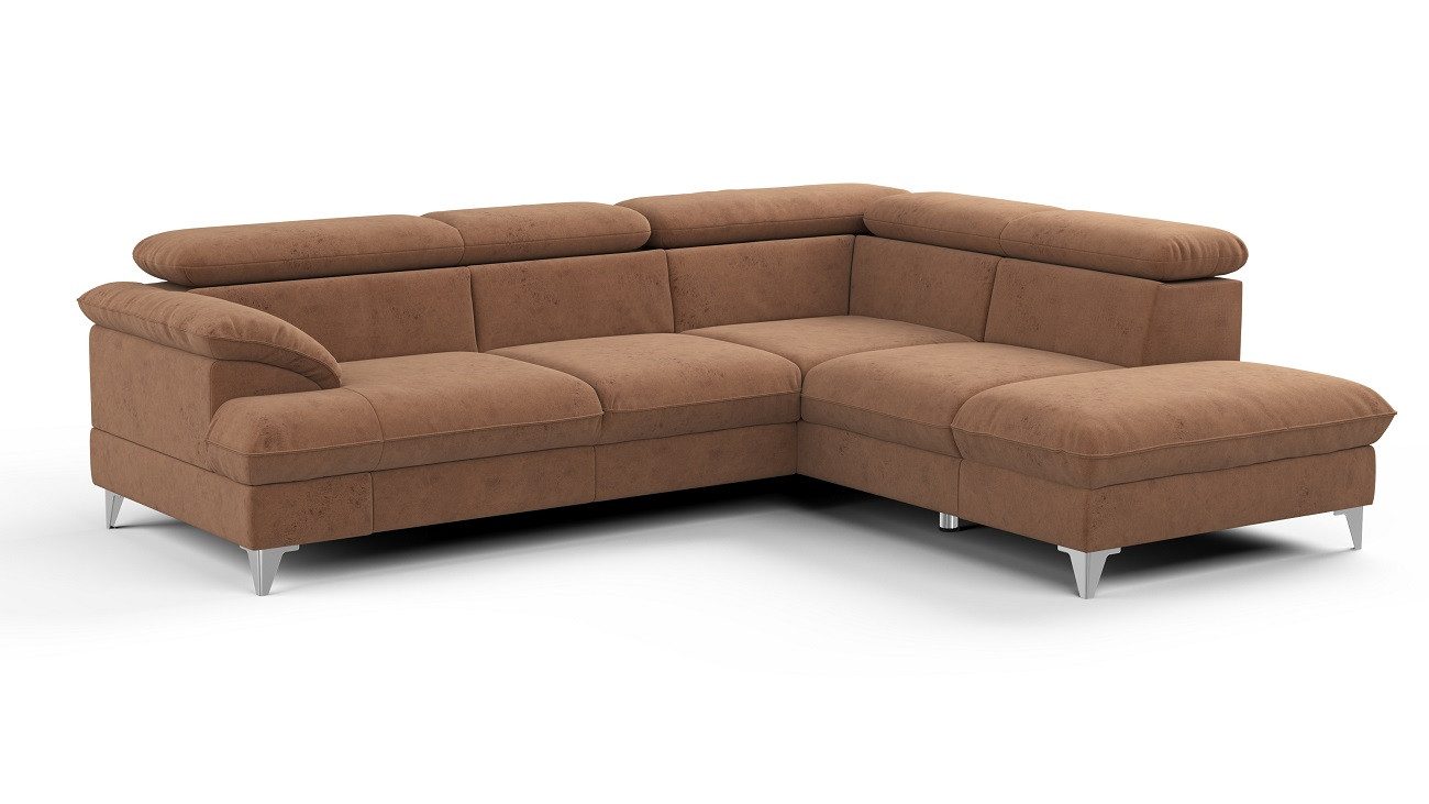 COTTA Ecksofa David, mit Schlaffunktion, Bettkasten und verstellbare Kopfstützen