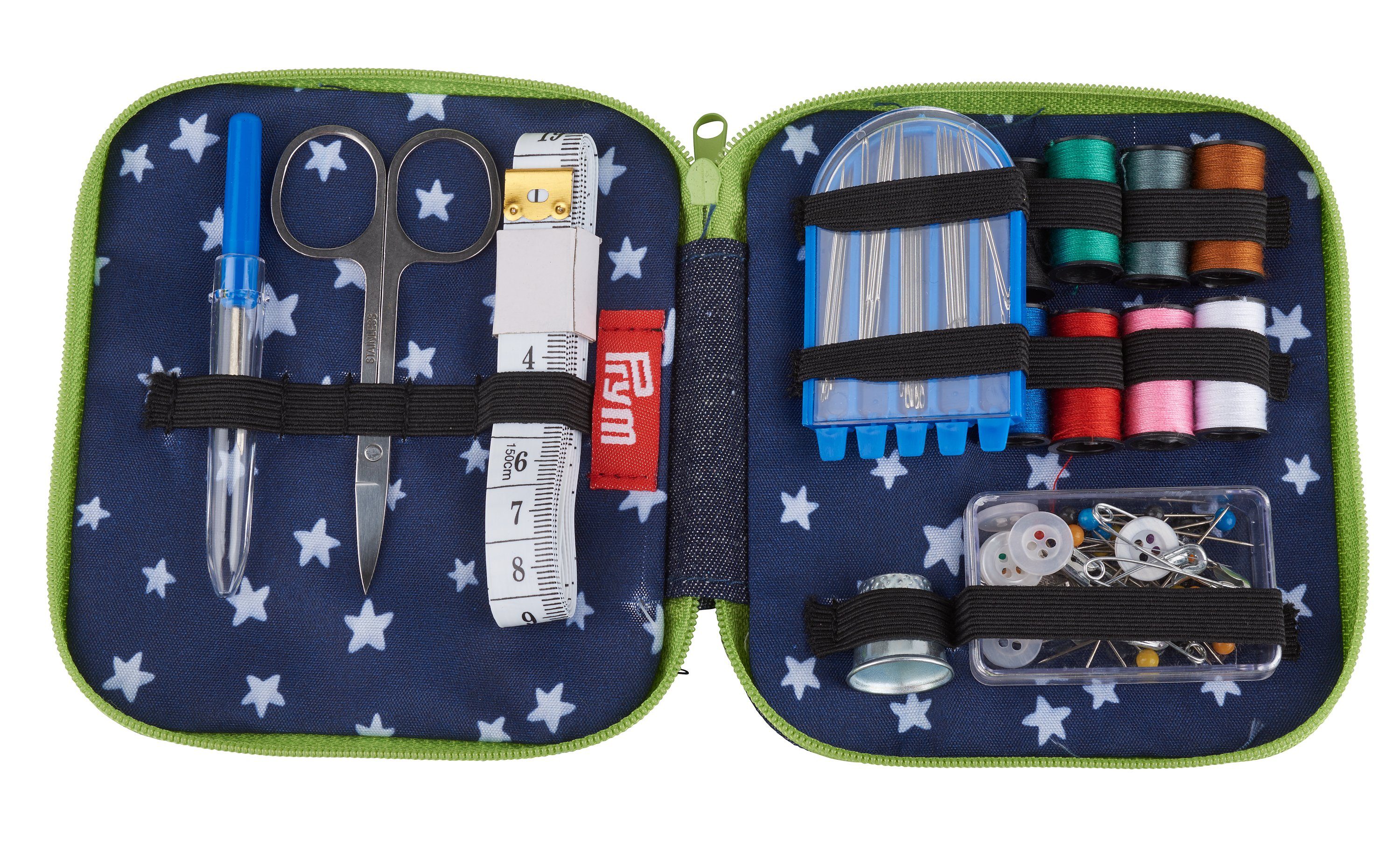 Prym Kreativset Nähen Reise-Set Jeans Reissverschluss Grün, 12 x 11 x 3 cm