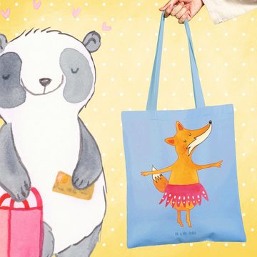 Mr. & Mrs. Panda Tragetasche Fuchs Ballerina - Sky Blue - Geschenk, tanzen, Einkaufstasche, Beutel (1-tlg), Lange Tragegriffe