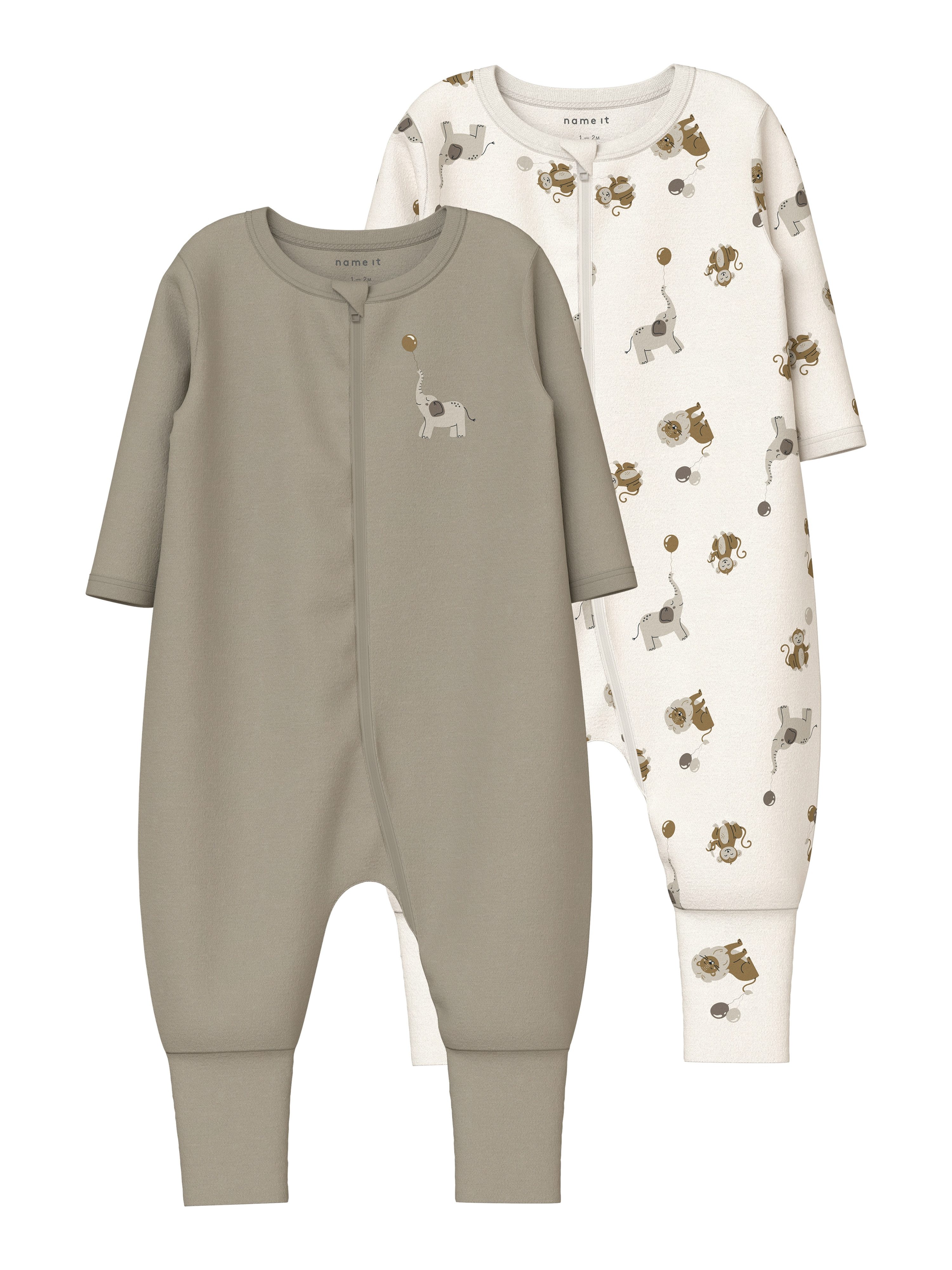 Name It Schlafoverall NBNNIGHTSUIT 2P ZIP FF ANIMAL NOOS (Packung, 2-tlg)