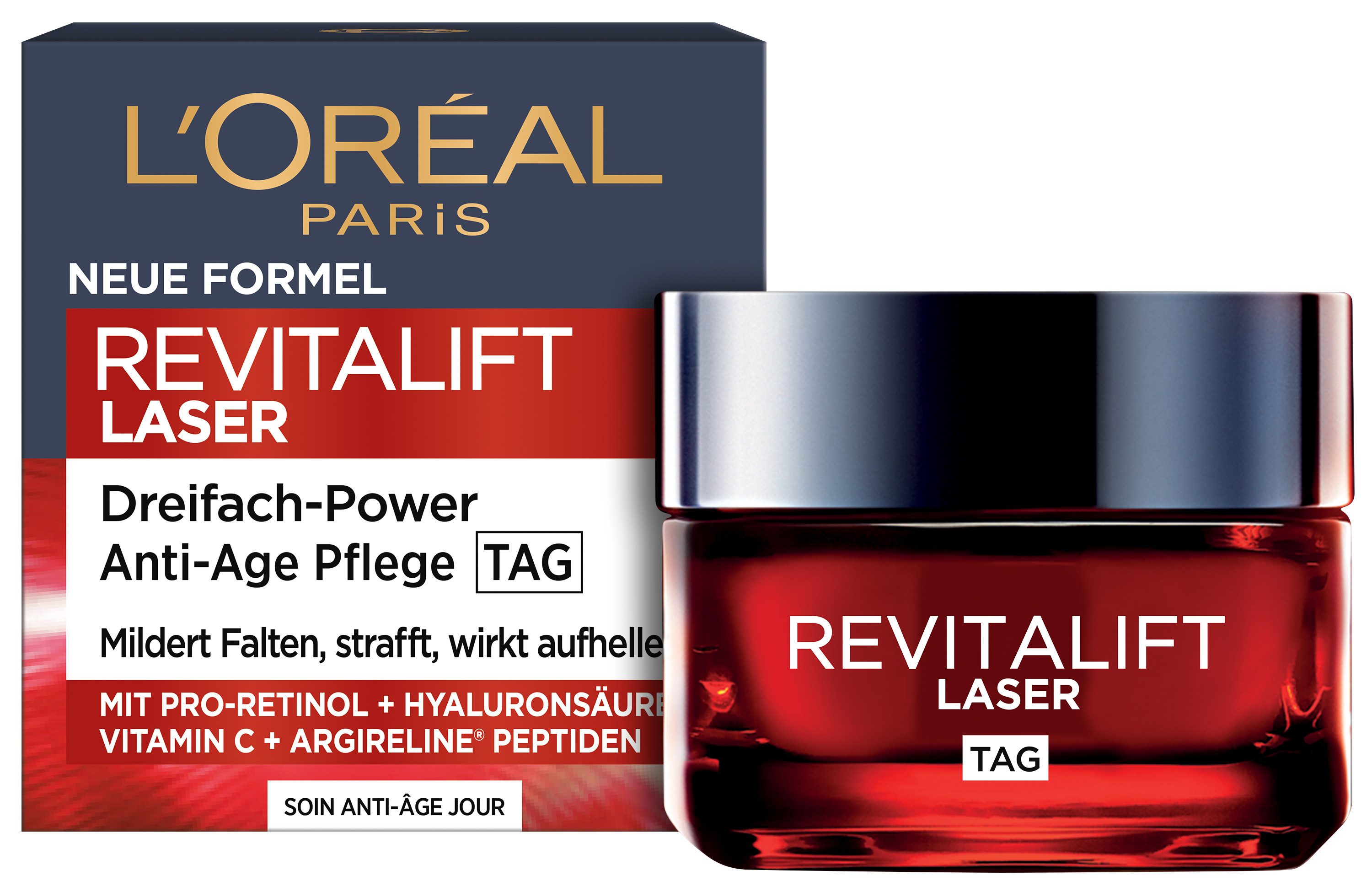 L'ORÉAL PARIS Tagescreme REVITALIFT LASER TAGESCREME, mildert Falten, strafft und verfeinert die Haut