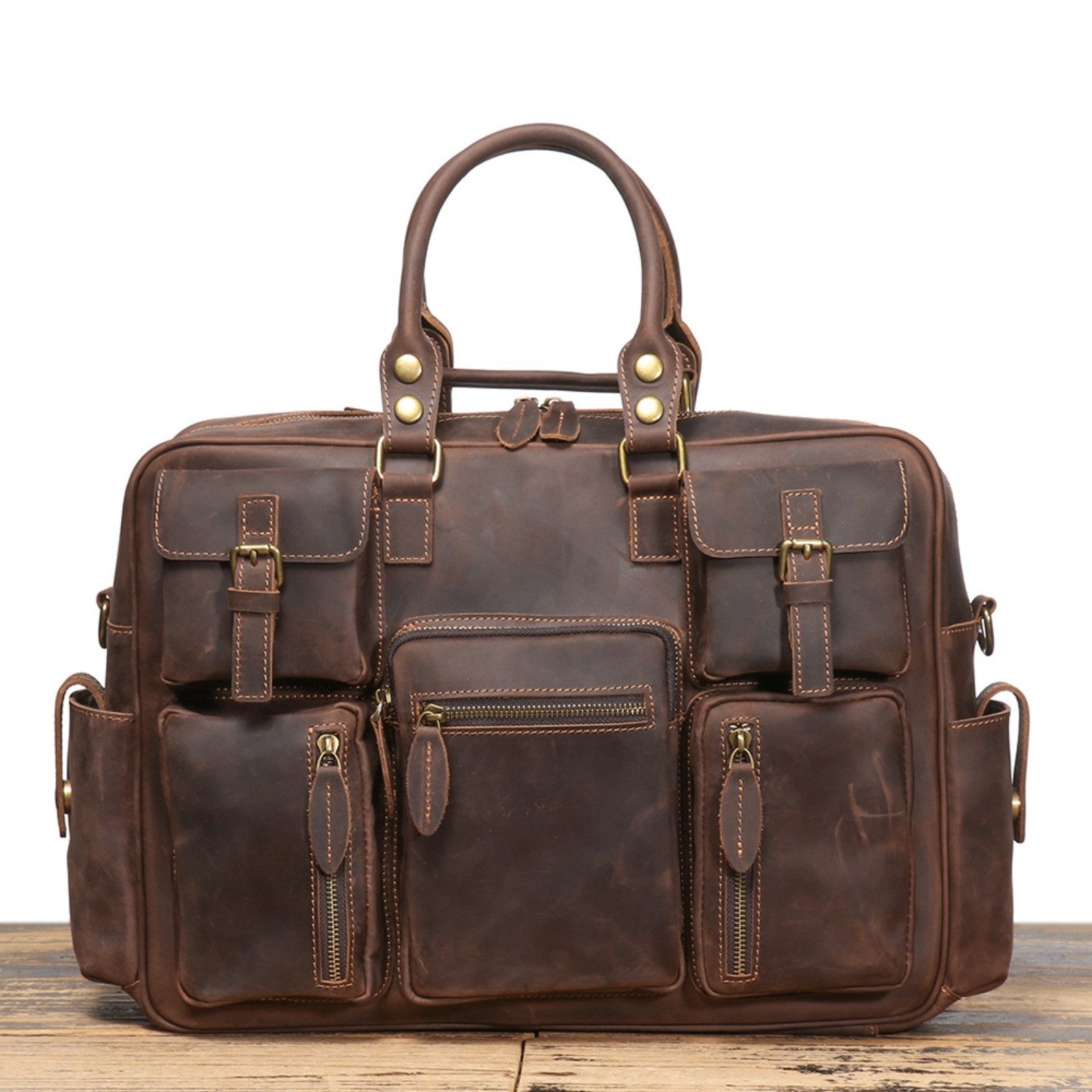 Aktentasche Herren Leder Aktentasche Große Laptoptasche Zoll Schultertasche