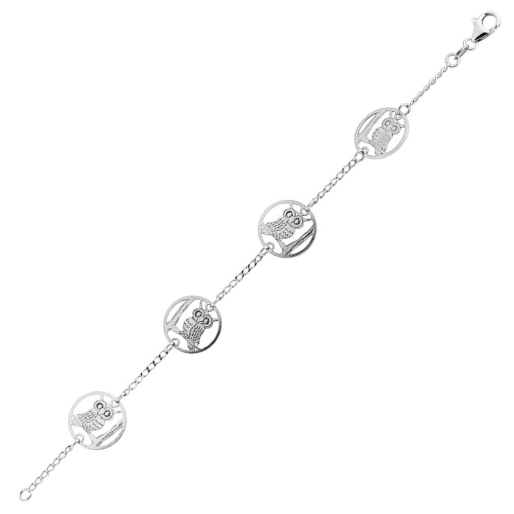 Armband Armband Bracelet 925 Silber Eule Länge 19 cm Echtschmuck