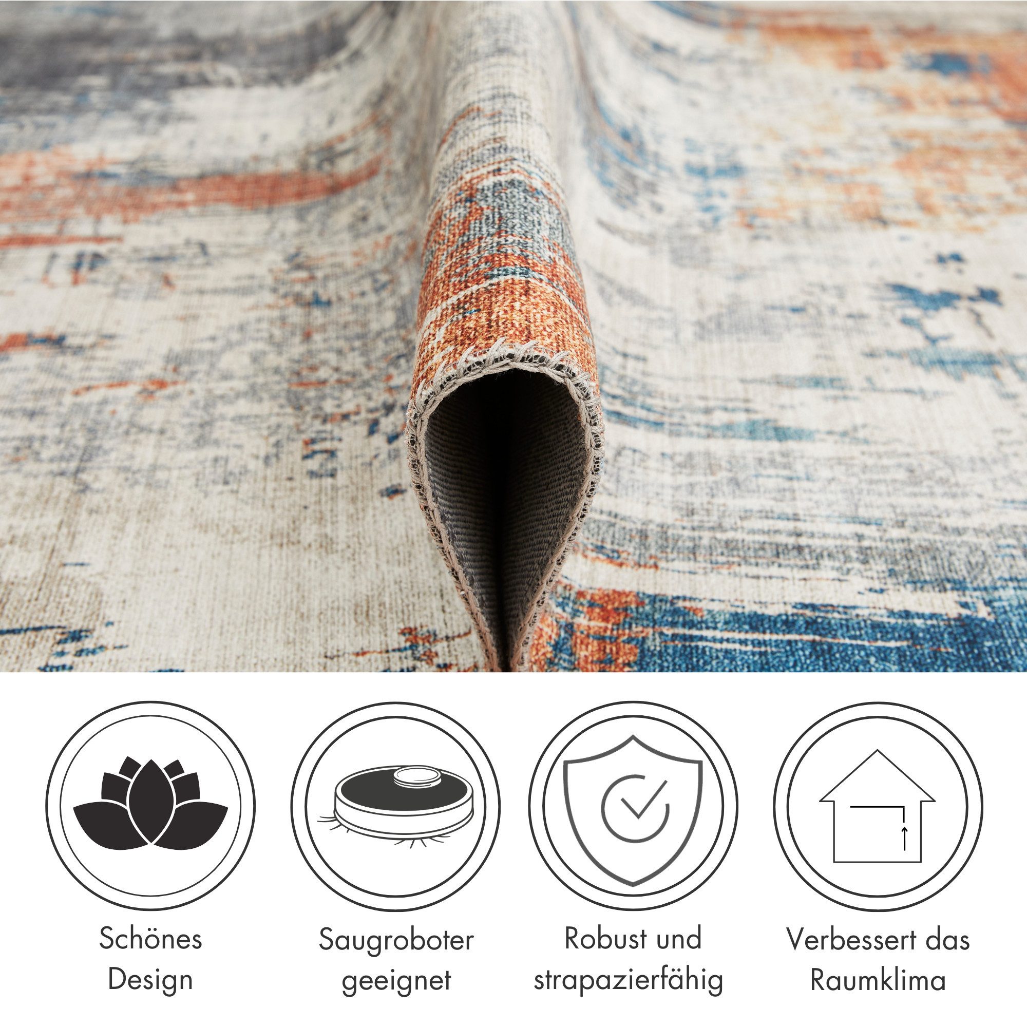 LUXOR living Teppich Prima, rechteckig, Höhe: 7 mm, Kurzflor, bedruckt, modernes Design, auch als Läufer erhältlich