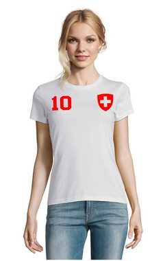 Blondie & Brownie T-Shirt Damen Schweiz Swiss Sport Trikot Fußball Meister WM Europa EM