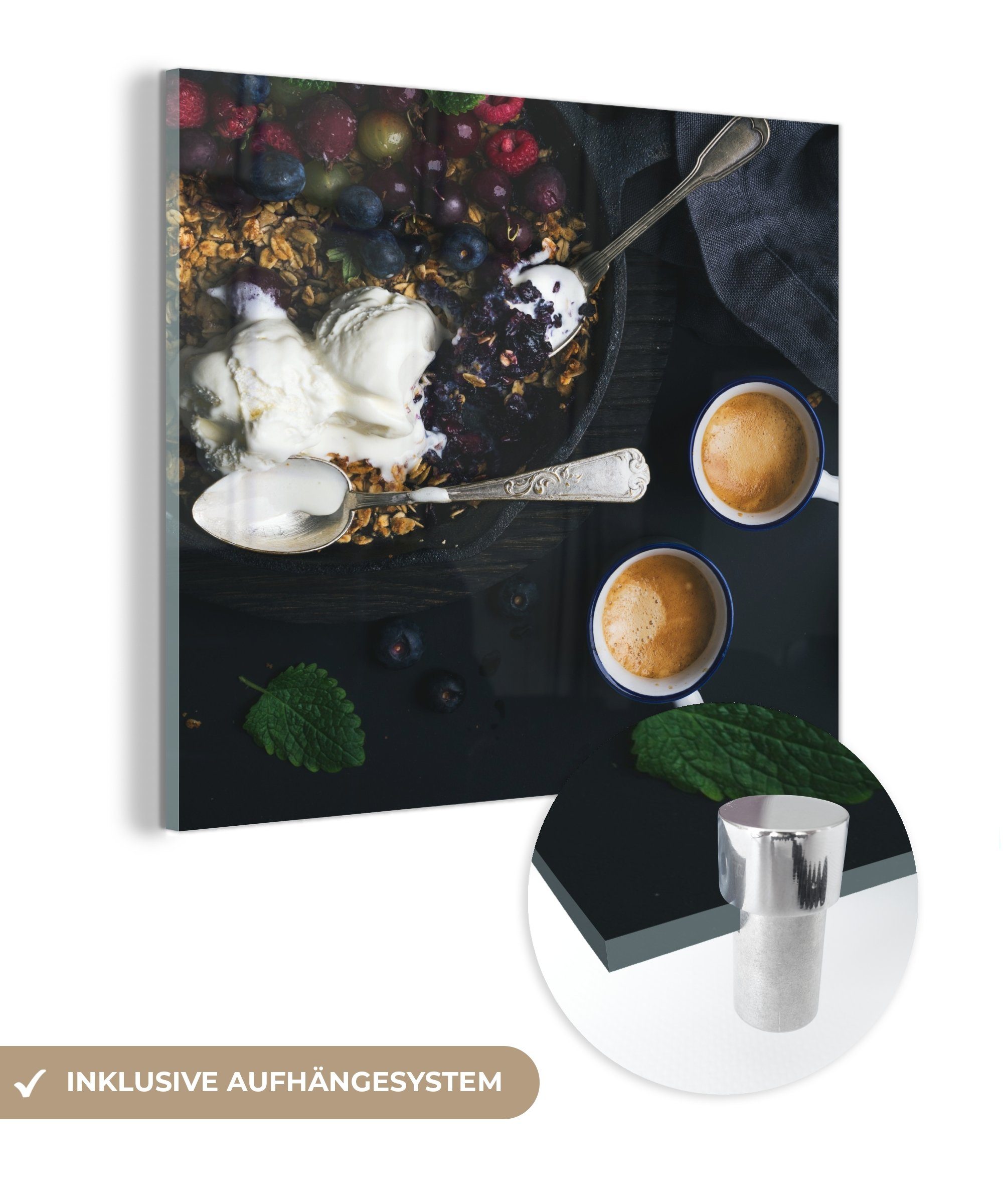 MuchoWow Acrylglasbild Kaffee Tee Hoher Tee-2-1-1, (1 St), Glasbilder - Bilder auf Glas Wandbild - Foto auf Glas - Wanddekoration