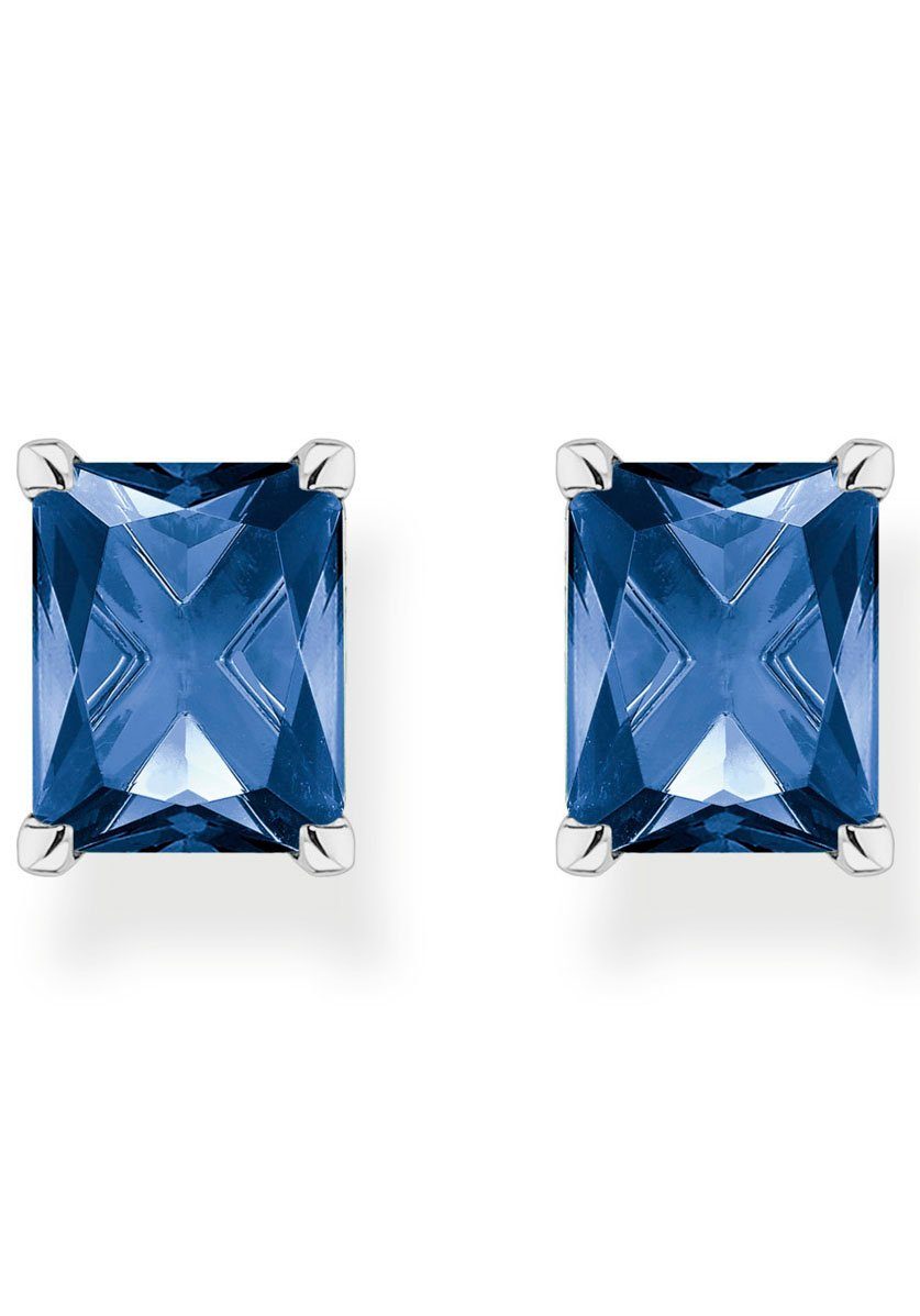 THOMAS SABO Paar Ohrstecker blauer oder Stein Stein, mit H2201-009-1,-051-14,-414-14,-1-699-1, weißer silberfarben-dunkelblau oder Glas-Keramik Zirkonia (synth) (synth) Spinell oder