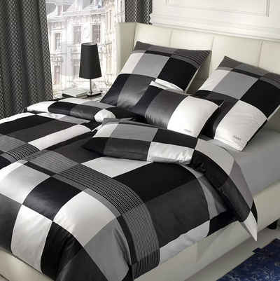 Bettwäsche JOOP! Satin Bettwäsche Plaza Squares 4051-0 Kariert Grau Weiß 155x220, JOOP!, 2 teilig