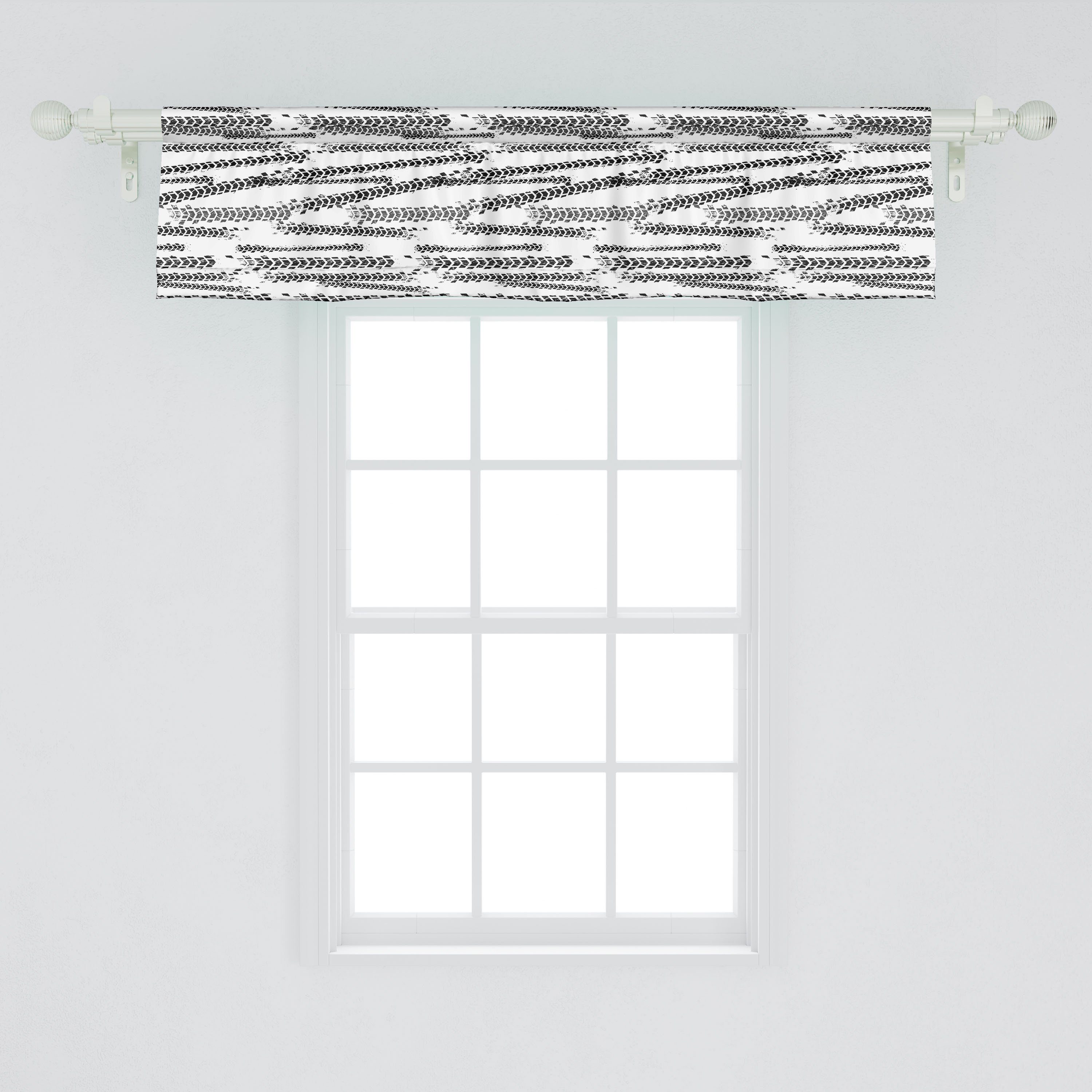 Scheibengardine Microfaser, Volant Abakuhaus, Grunge Thema Schlafzimmer für Vorhang Küche Stangentasche, mit Dekor Abstrakt Reifen-Bahnen