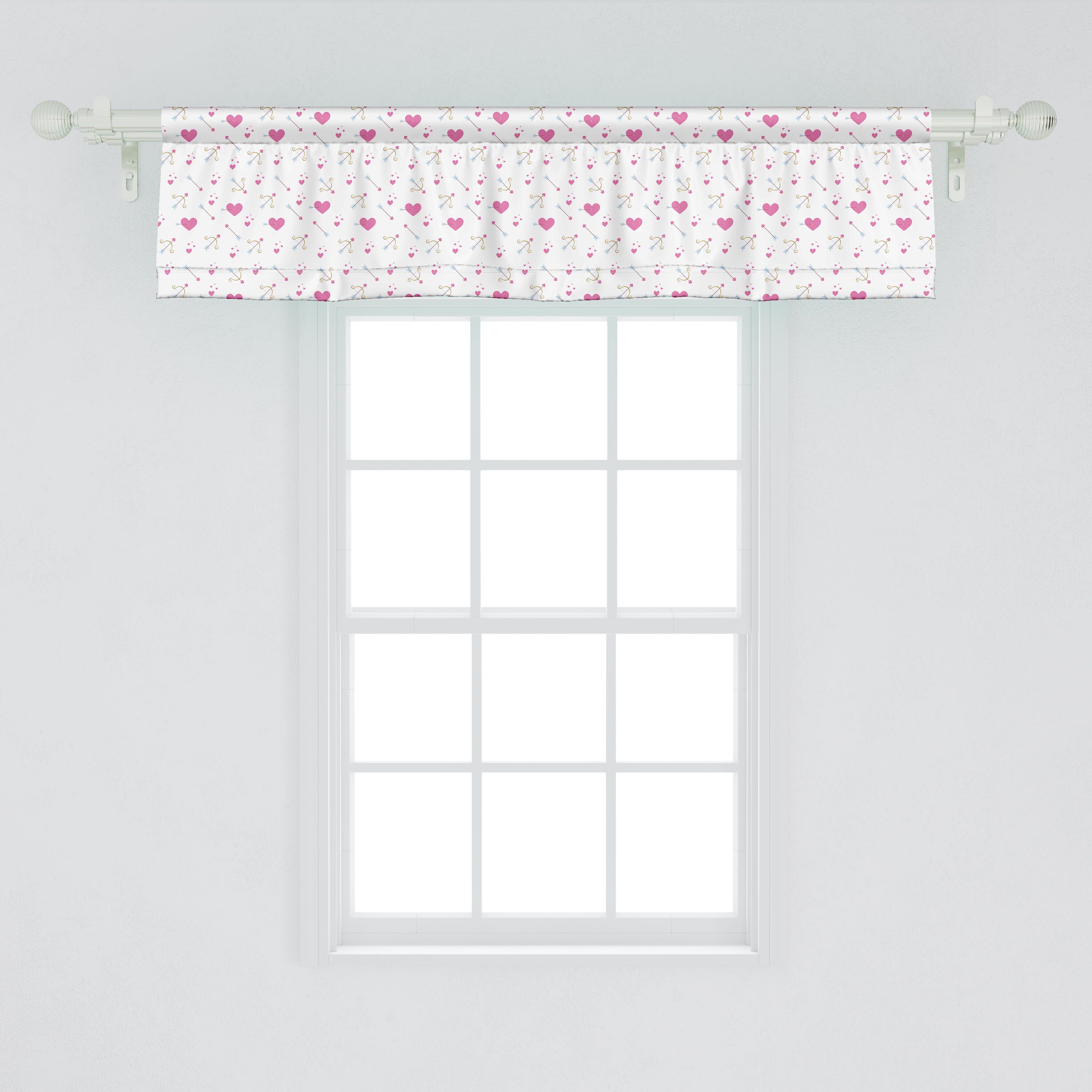 Scheibengardine Vorhang Volant für Küche Romantischer Schlafzimmer Amor Abakuhaus, mit Pfeil Stangentasche, Dekor Herz-Entwurf Microfaser