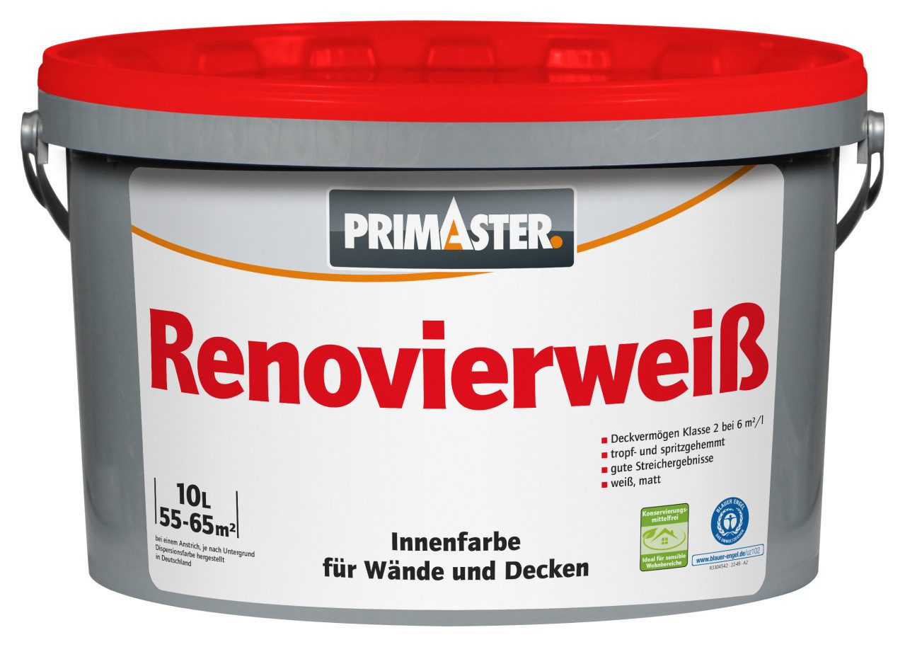 Wand- und Deckenfarbe Primaster Renovierweiß konservierungsmittelfrei 10