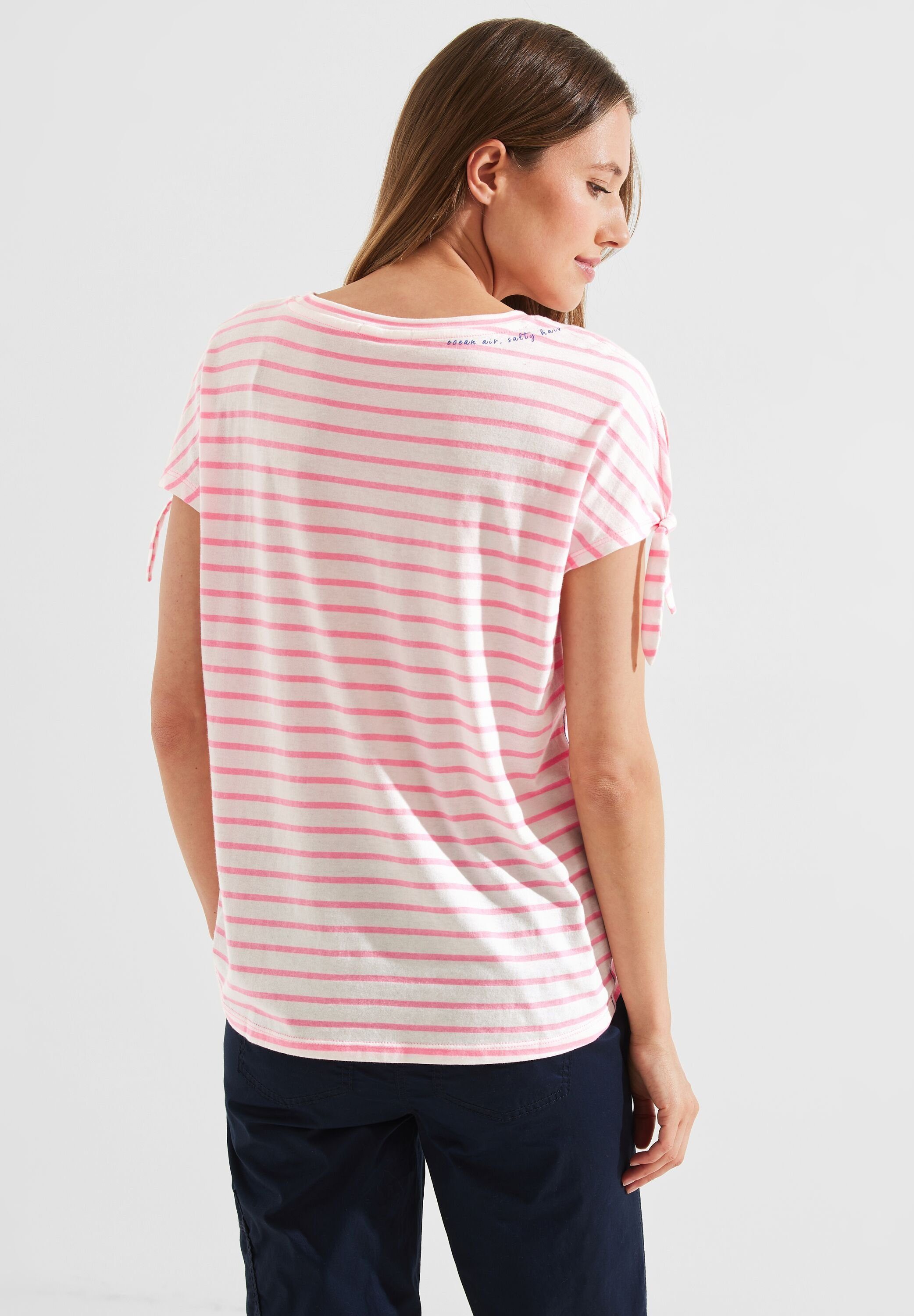 Cecil T-Shirt Cecil Cooles Streifenshirt in Soft Neon Pink (1-tlg) Cut-Out