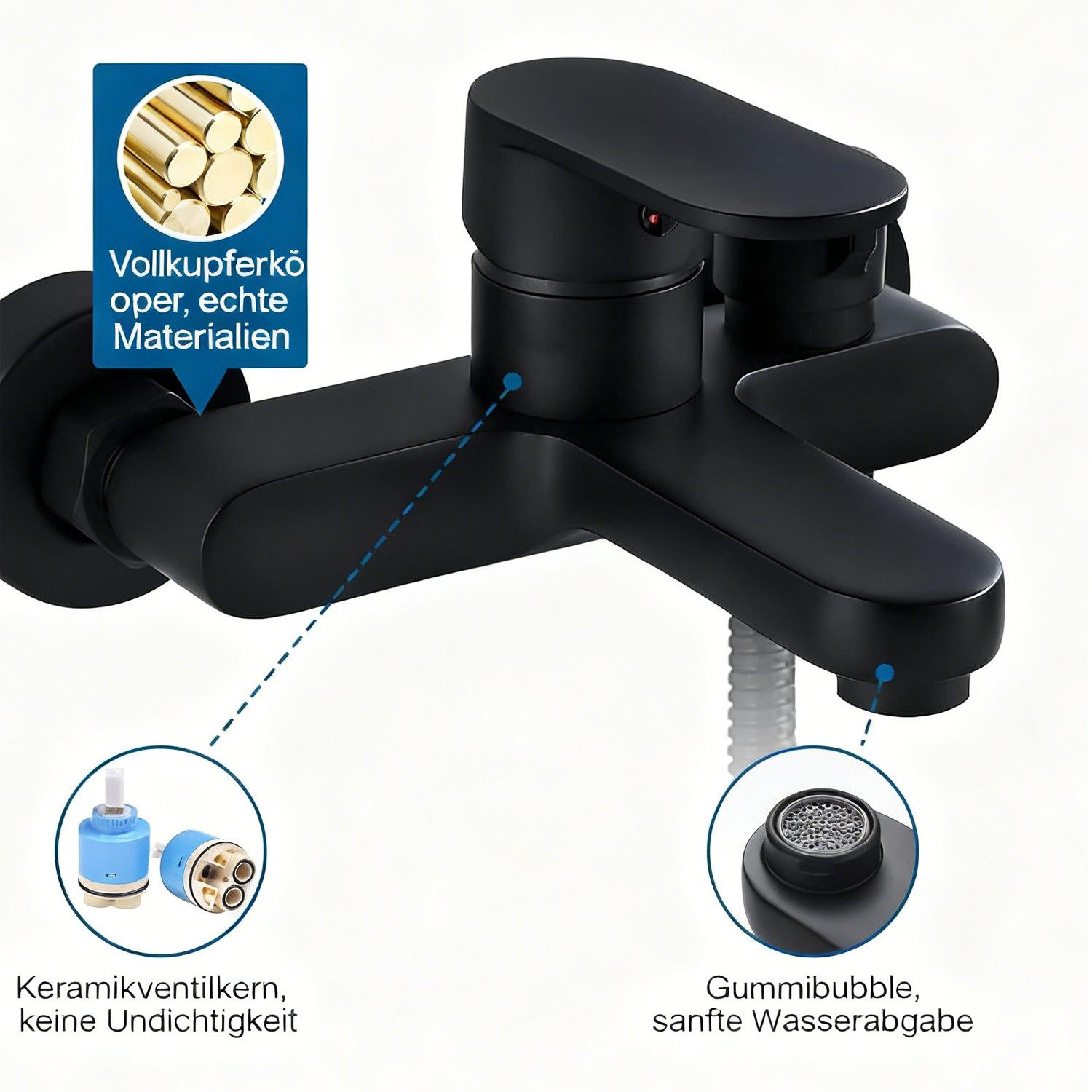 wohnTRAUM24 Wannenarmatur Badewannenarmatur Schwarz Wandmontage Einhebel Du günstig online kaufen