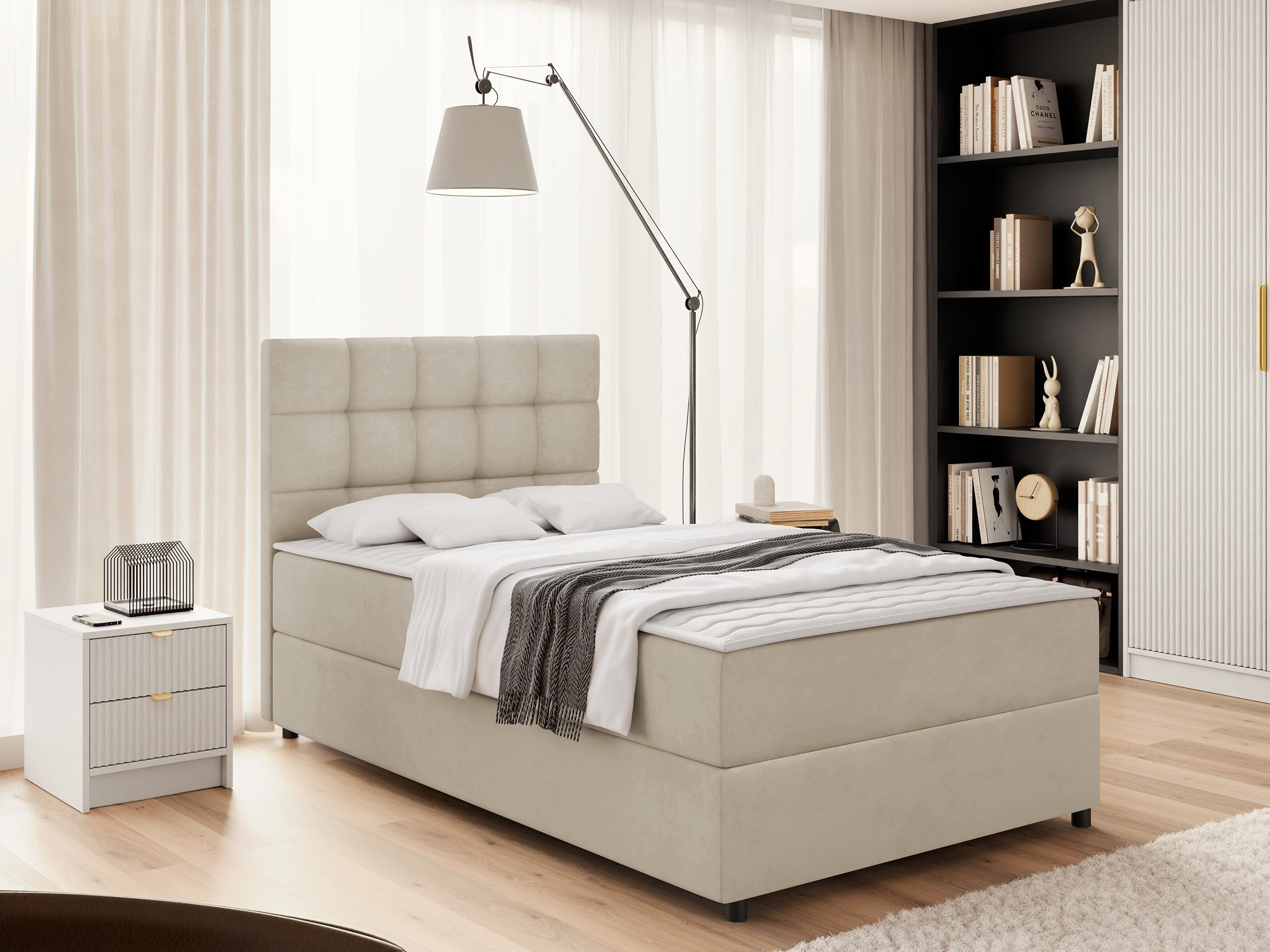 MIRJAN24 Boxspringbett Lind (mit Bettkasten), Universell - Links / Rechts, Topper, Kopfteil