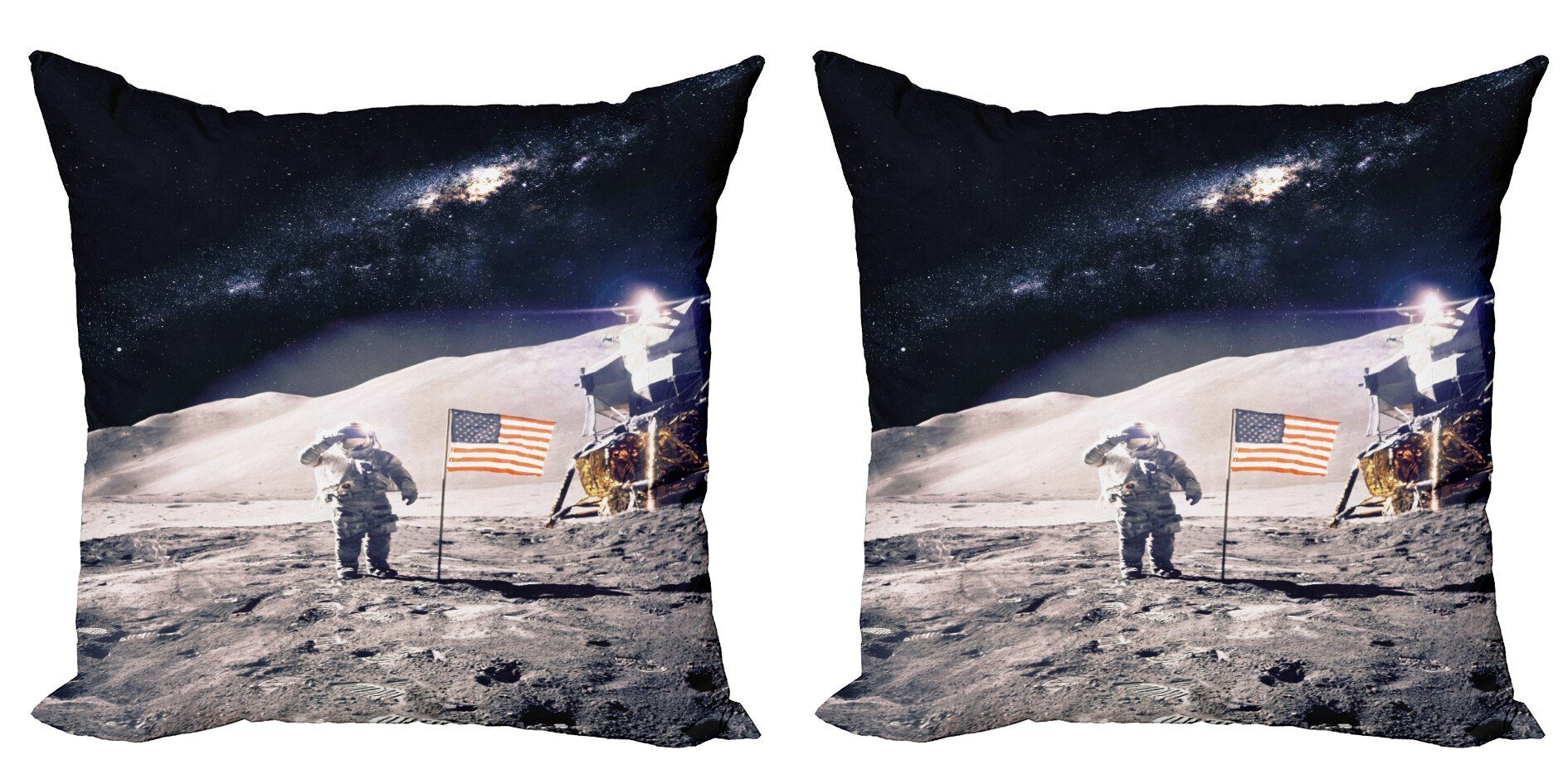 Astronaut Mond-Mission Modern Doppelseitiger (2 Stück), Platz Abakuhaus Digitaldruck, auf Kissenbezüge Accent