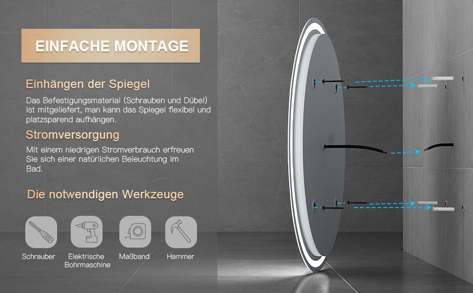 Oval LED Badspiegel Dripex Spiegel