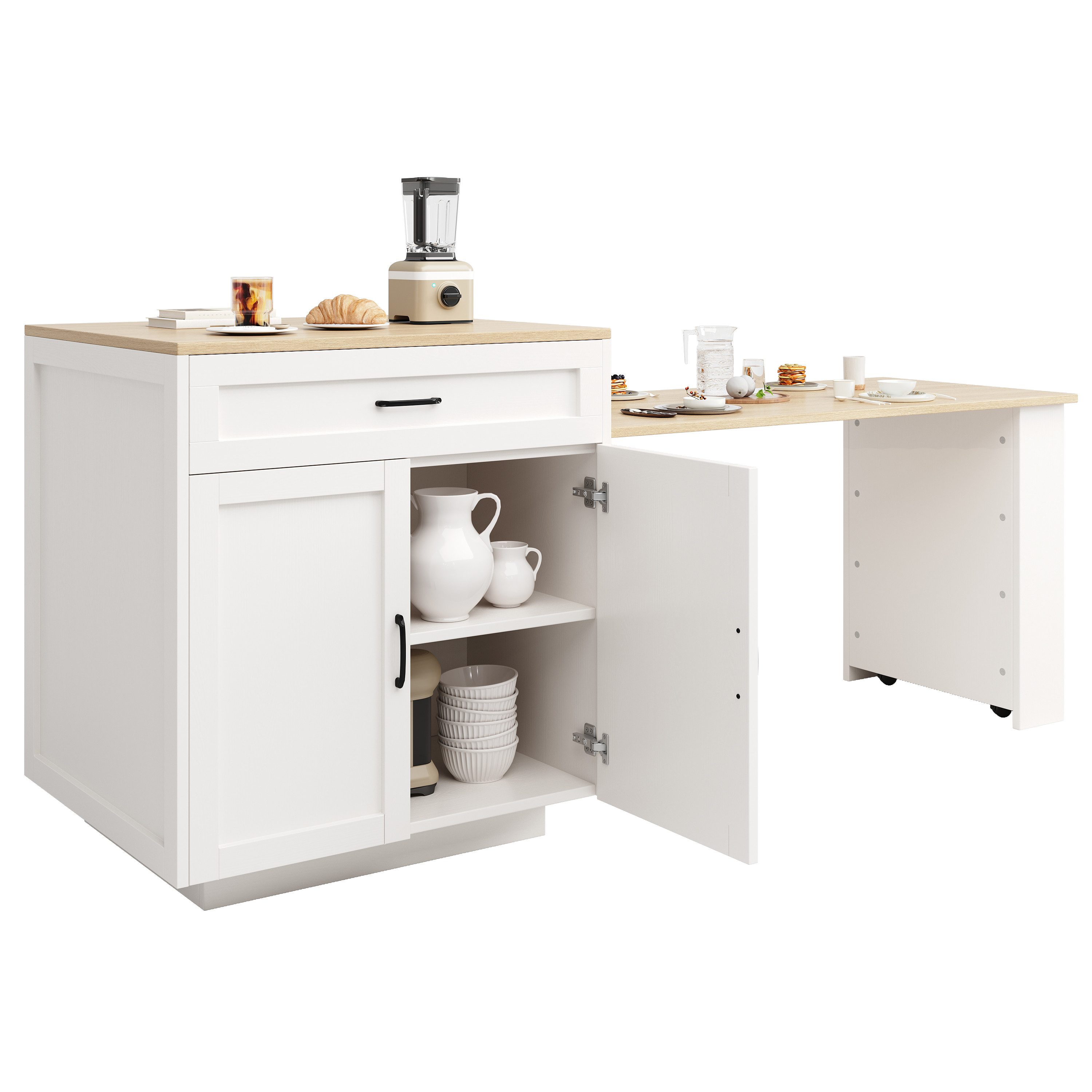 OKWISH Bartisch Ausziehbarer Stehtisch mit Stauraum günstig online kaufen