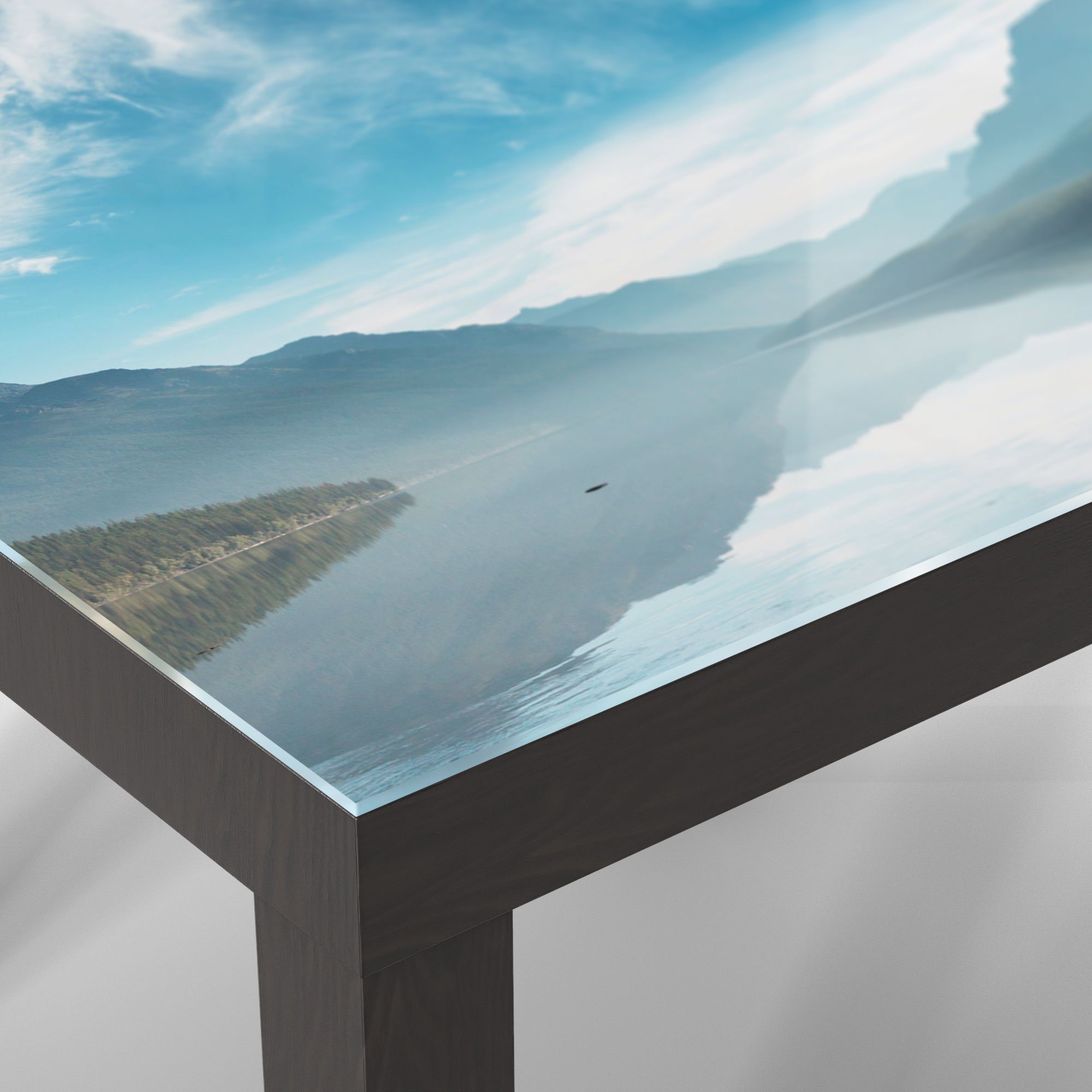DEQORI Couchtisch 'Blick Lake', Beistelltisch Schwarz über modern Glas Bowman Glastisch