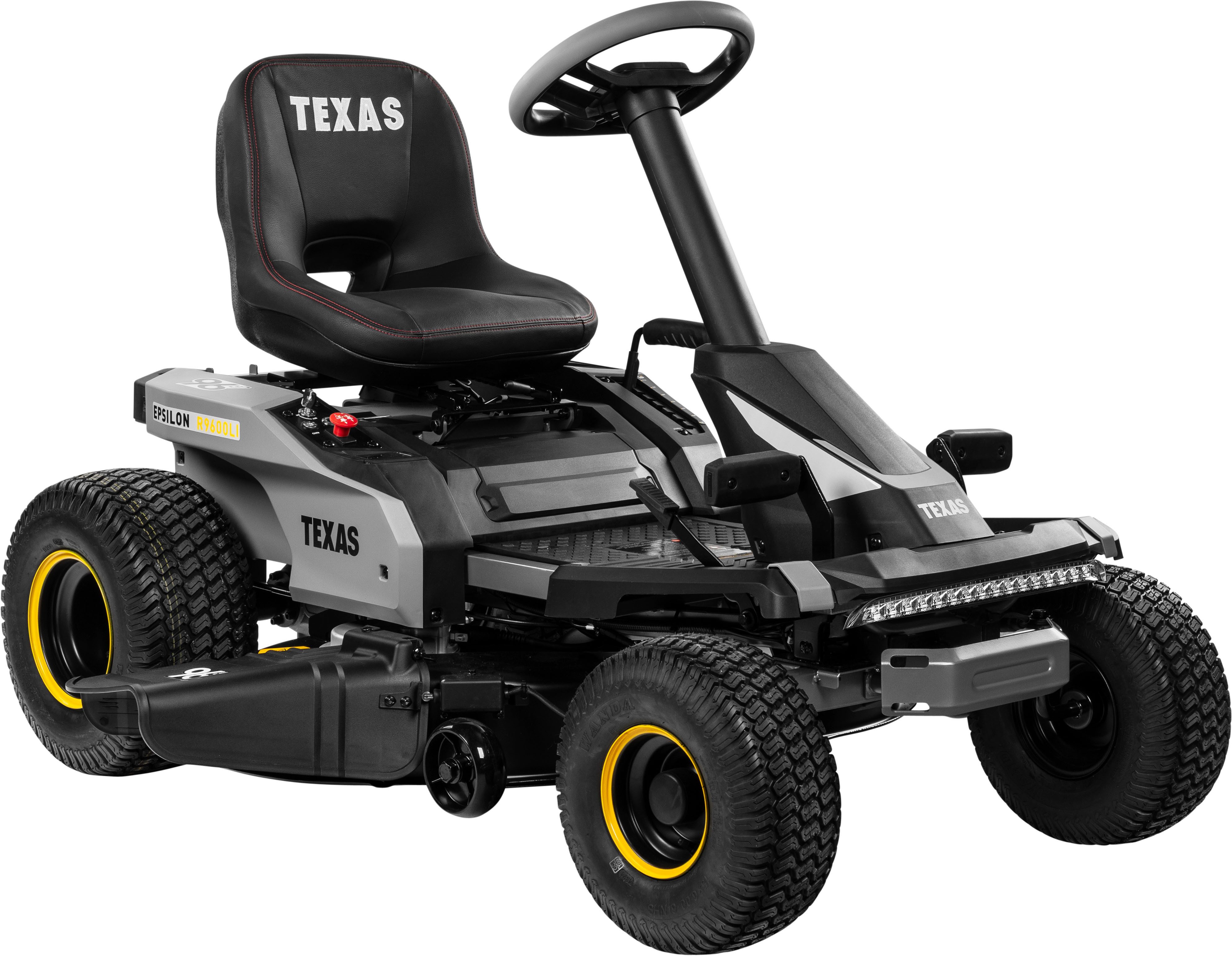 Texas Akku-Rasentraktor Epsilon R9600Li, 96 cm Schnittbreite, inkl. Ladegerät, Mulchstopfen und Seitenauswurf, 72 V Akku, 7 Schnitthöhen