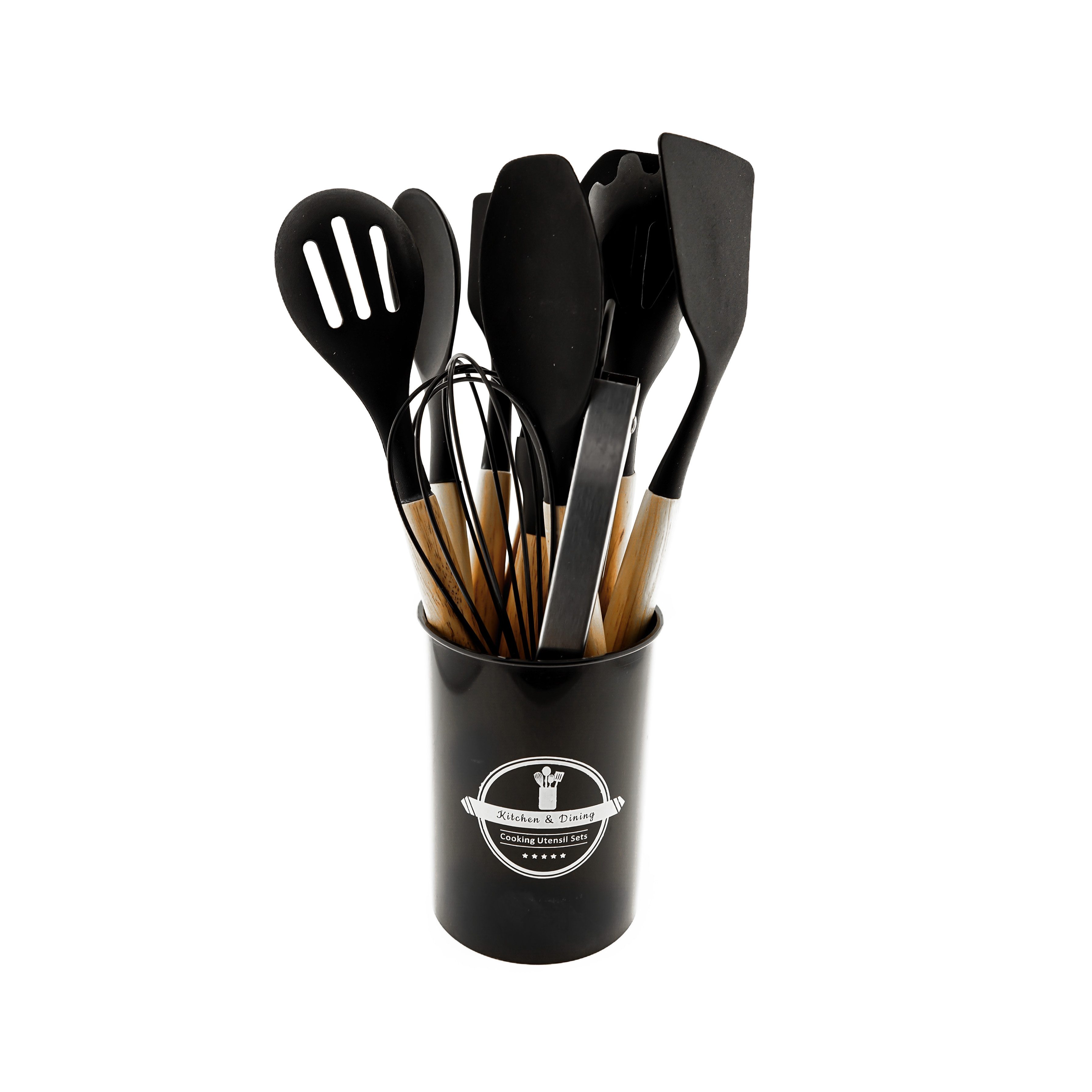 Almina Kochbesteckhalter 12-tlg. Küchenhelfer-Set Silikon, Holzgriff, hitze günstig online kaufen