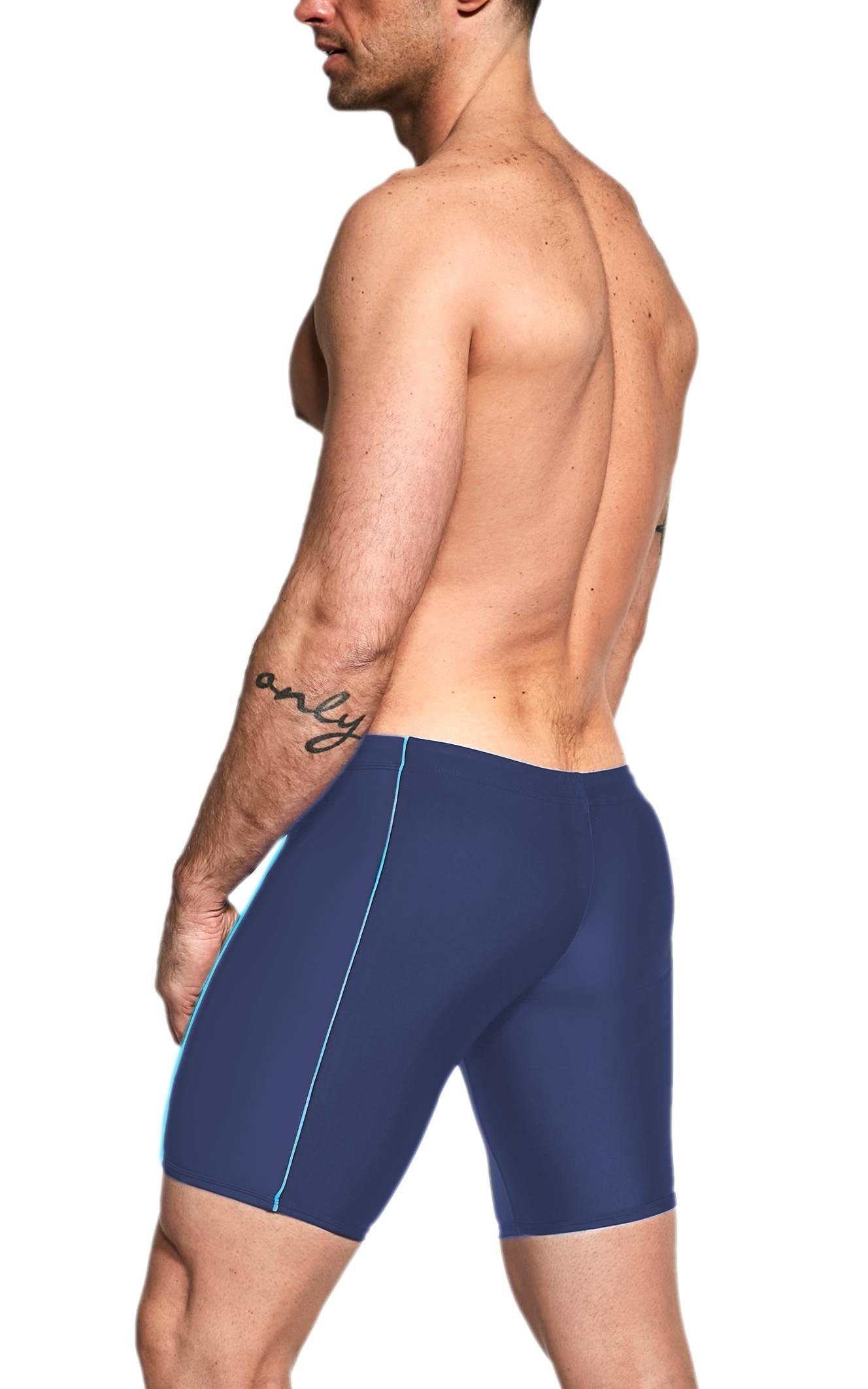 Aquarti Badehose Aquarti Herren Lange Badehose mit Kontrast-Paspel Jammer