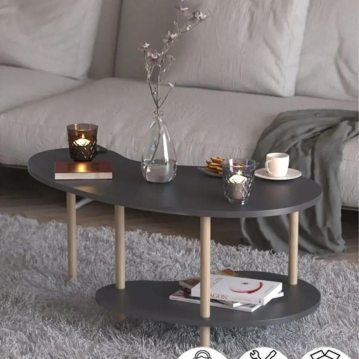 en.casa Couchtisch (1-St), Mit Ablage und Zeitschriftenfach 91332186