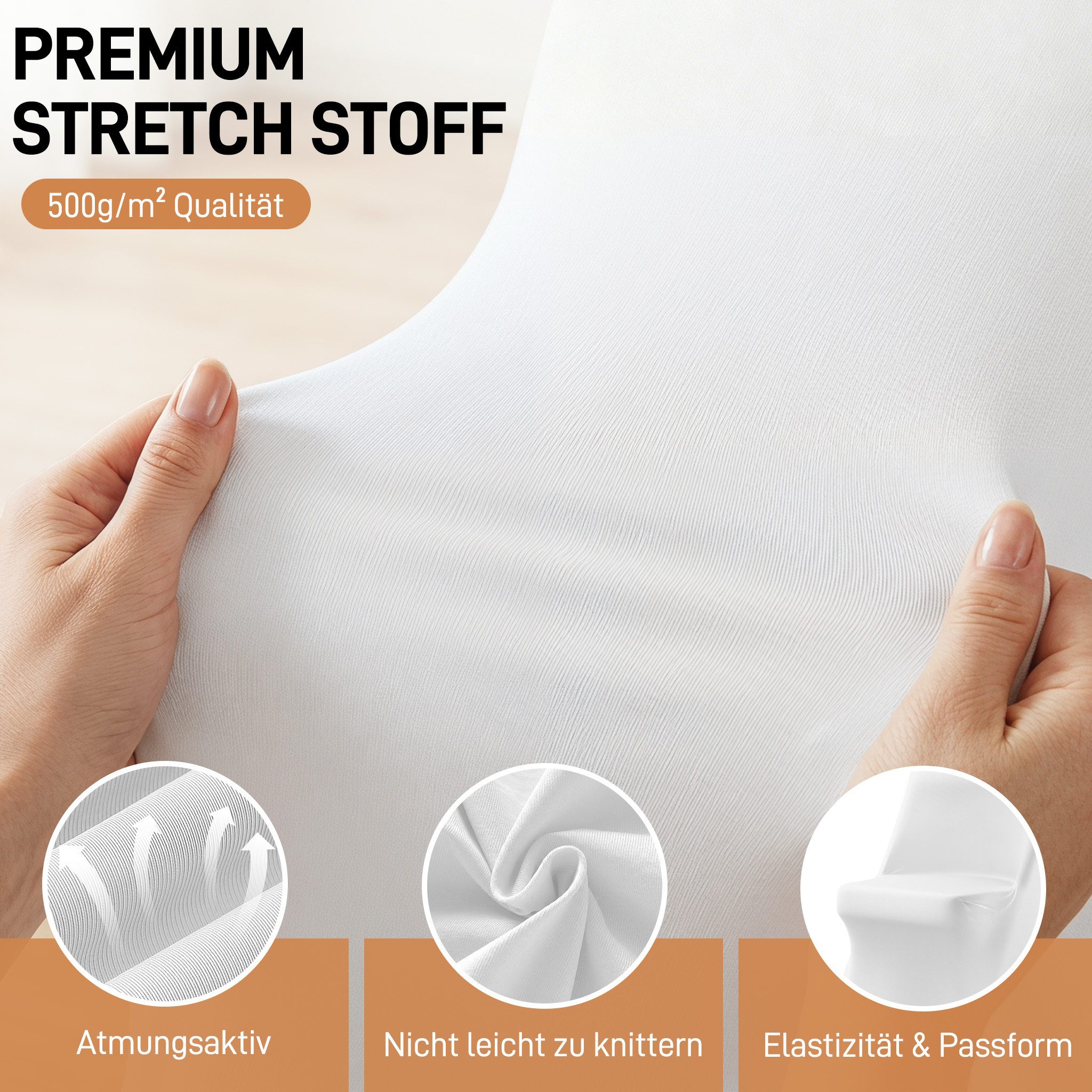 FIVMEN Stuhlhusse Stretch Stuhlhussen Universell Passform Modernes Design Weiß/Grau, Stuhlbezug für Hochzeit Taufe Geburtstagsfeier Dekoration