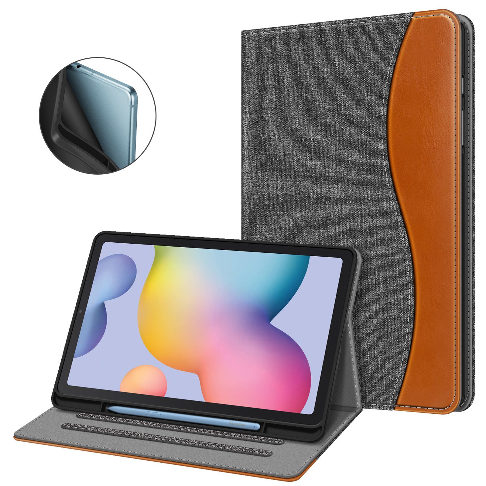 Fintie Tablet-Hülle für Samsung Galaxy Tab S6 Lite 10.4 2024/2022/2020, Soft TPU Rückseite, Schutzhülle mit S Pen Halter und Dokumentschlitze