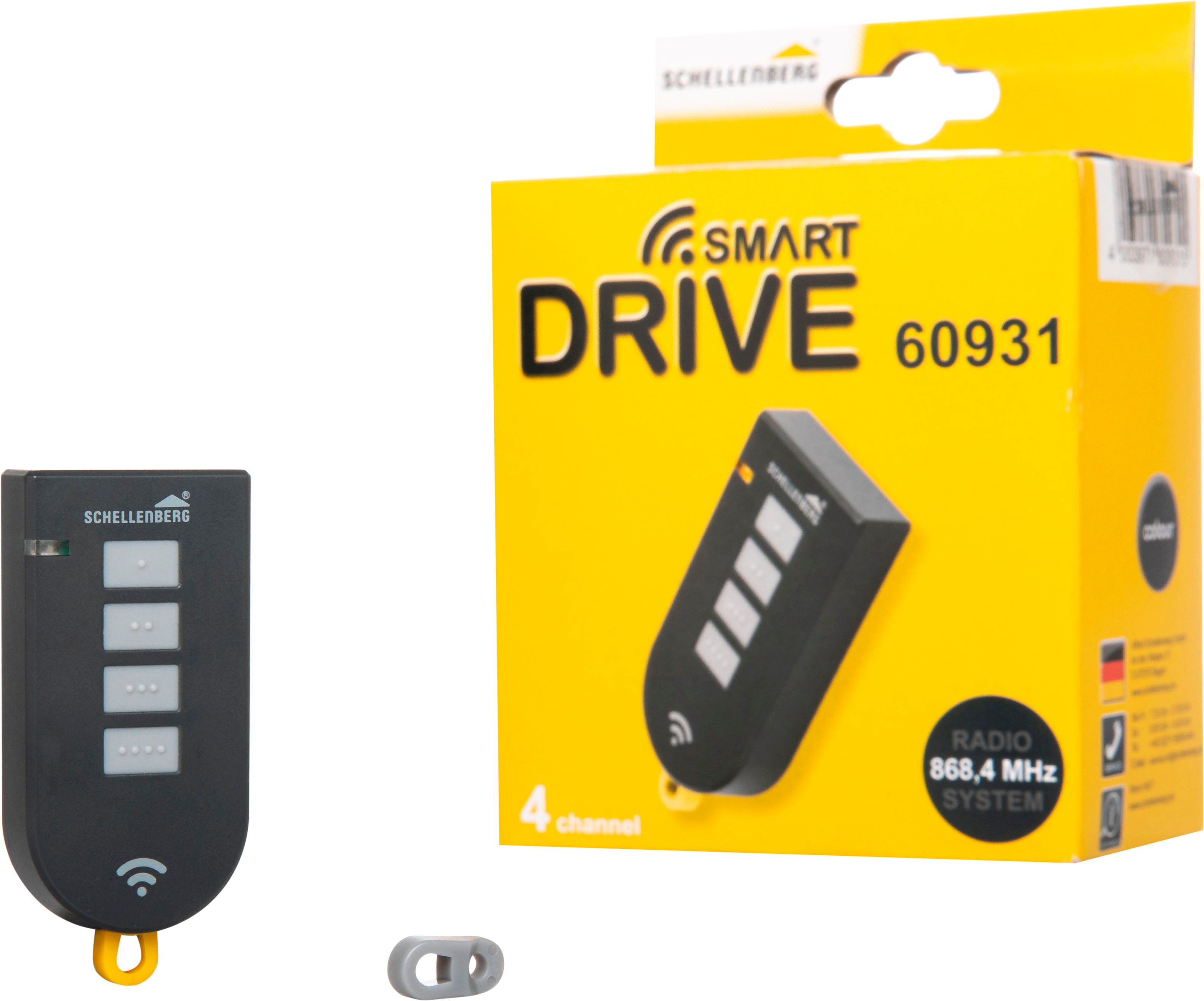 SCHELLENBERG Tor-Funksteuerung Fernbedienung 4-Kanal, für Garagentorantrieb, Funk-Verschlüsselung, zur Bedienung von Garagentorantrieben Smart DRIVE M, L und XL
