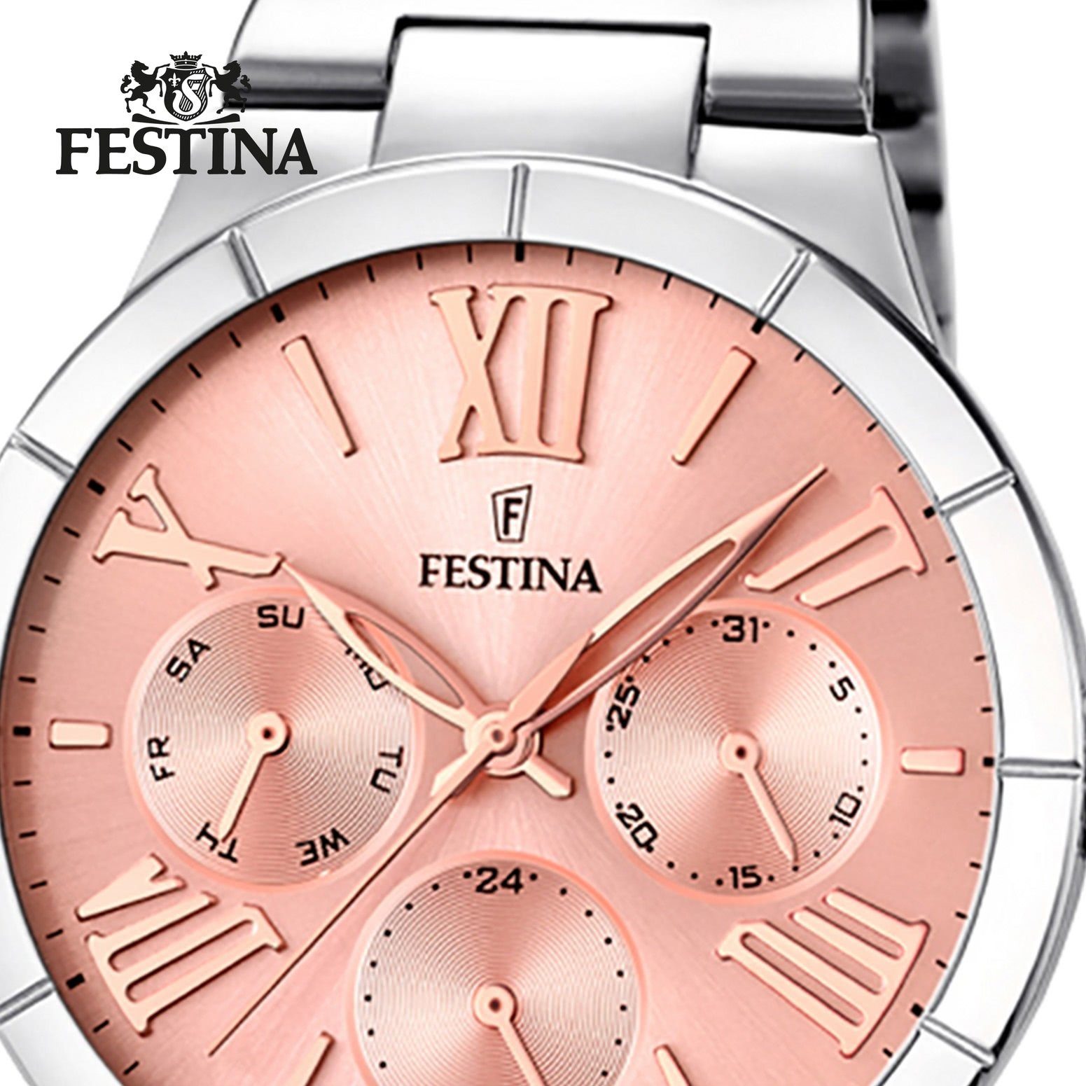 Festina Multifunktionsuhr Festina Damen Uhr F16716/3 Multifunktion, (Analoguhr), Damen Armbanduhr rund, Edelstahlarmband silber