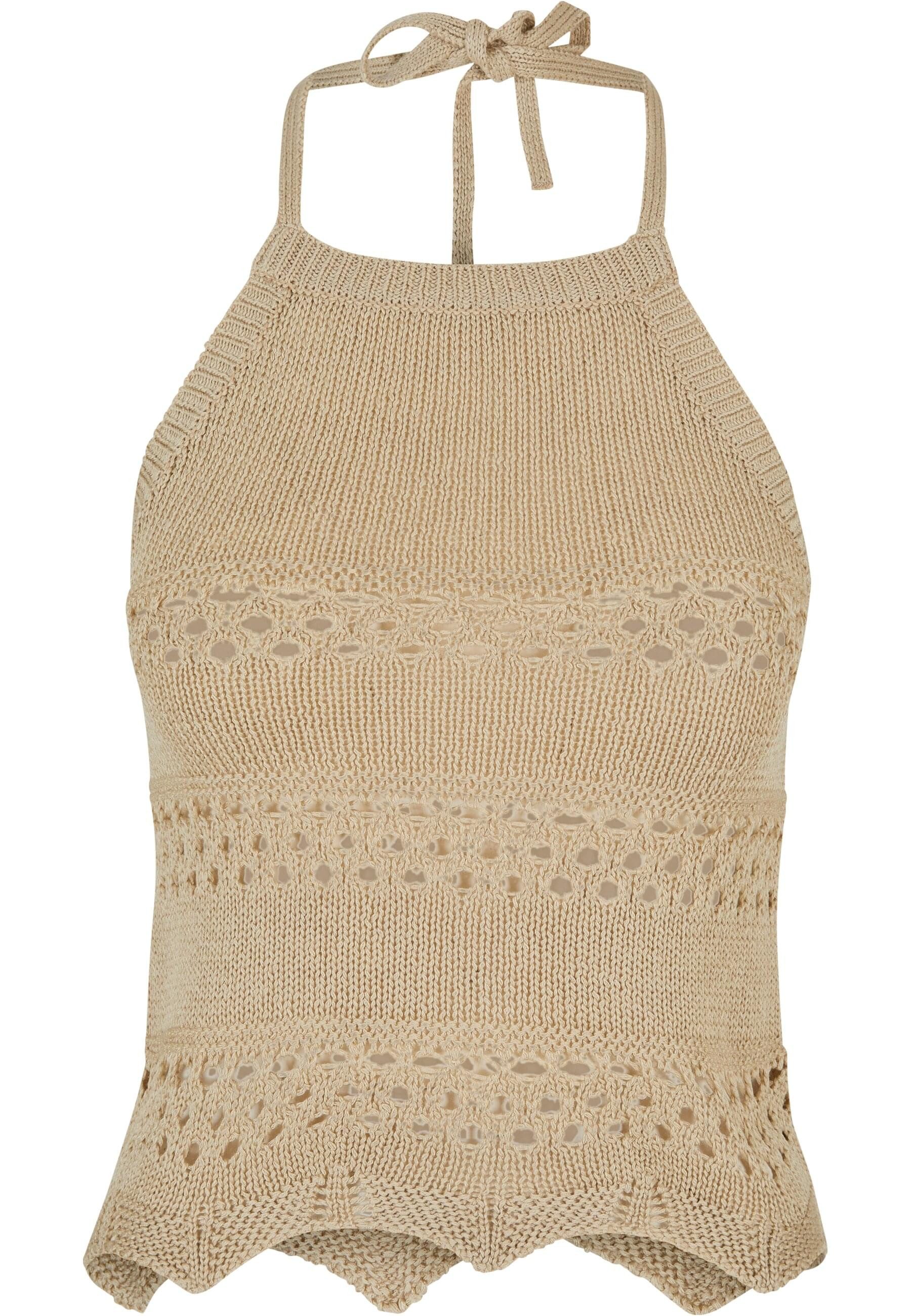Muskelshirt Urban Classics Damen Ladies Short Crochet Knit Neckholder Top