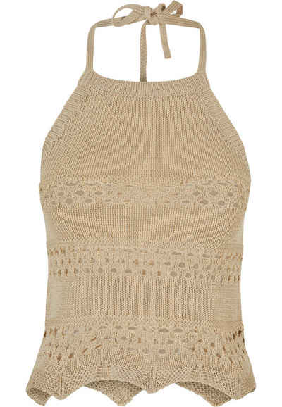 URBAN CLASSICS T-Shirt Damen Ladies Short Crochet Knit Neckholder Top (1-tlg)