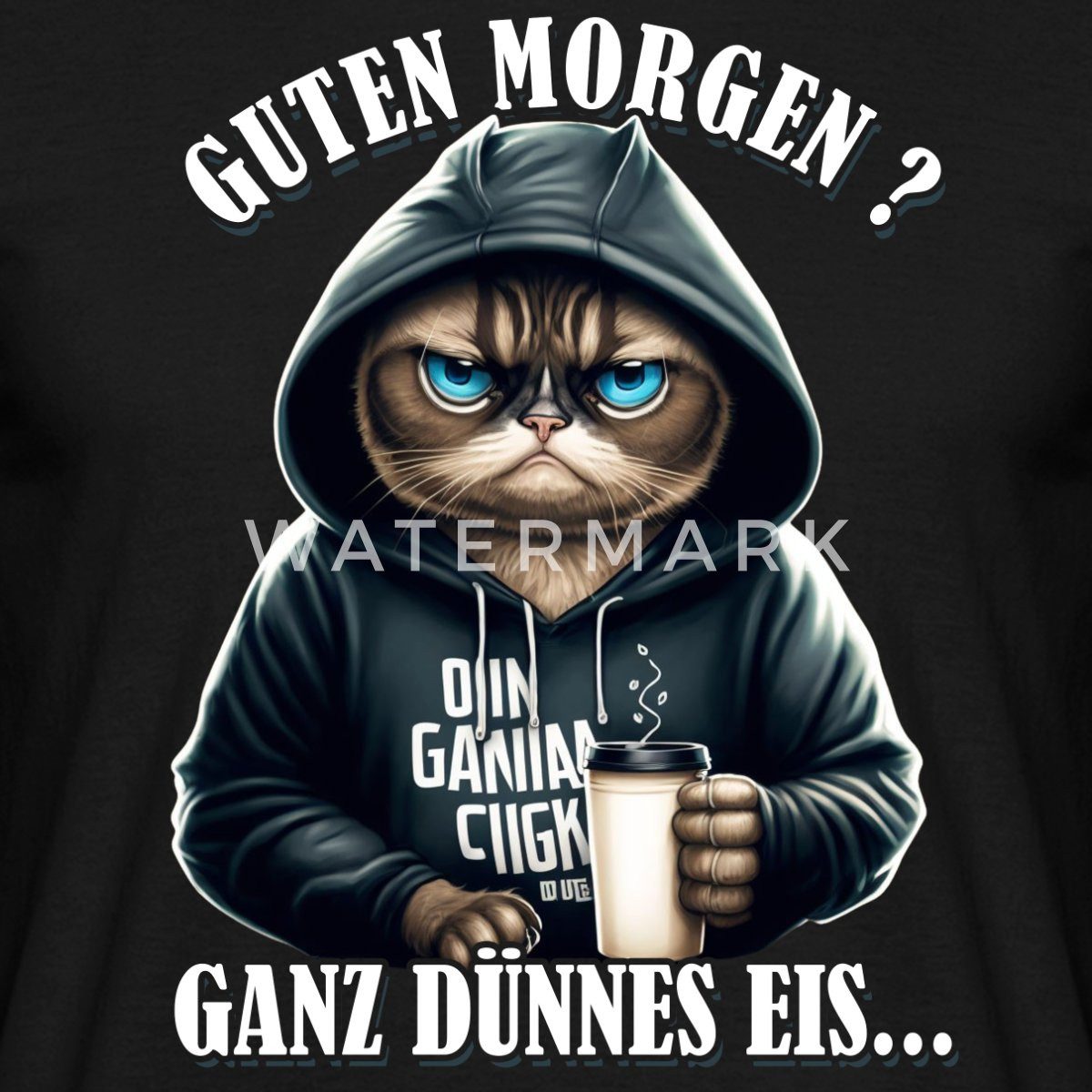 Spreadshirt T-Shirt Guten Morgen Ganz Dünnes Eis Katze Männer T-Shirt (1-tlg)