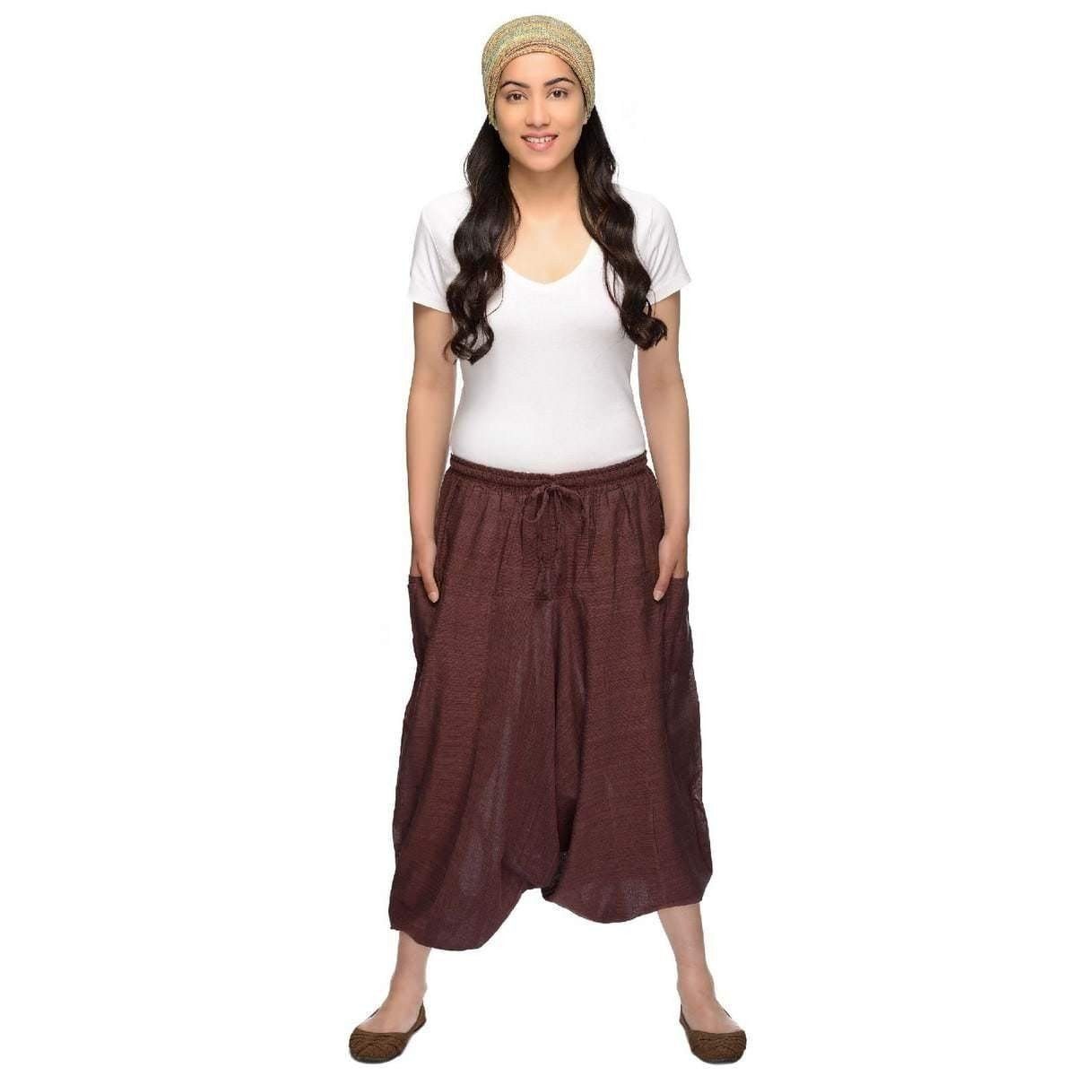 SIMANDRA Haremshose Singharaja Damen Freizeithose Freizeit Aladinhose Pumphose (1-tlg) Pluderhose Goa Yoga Braun