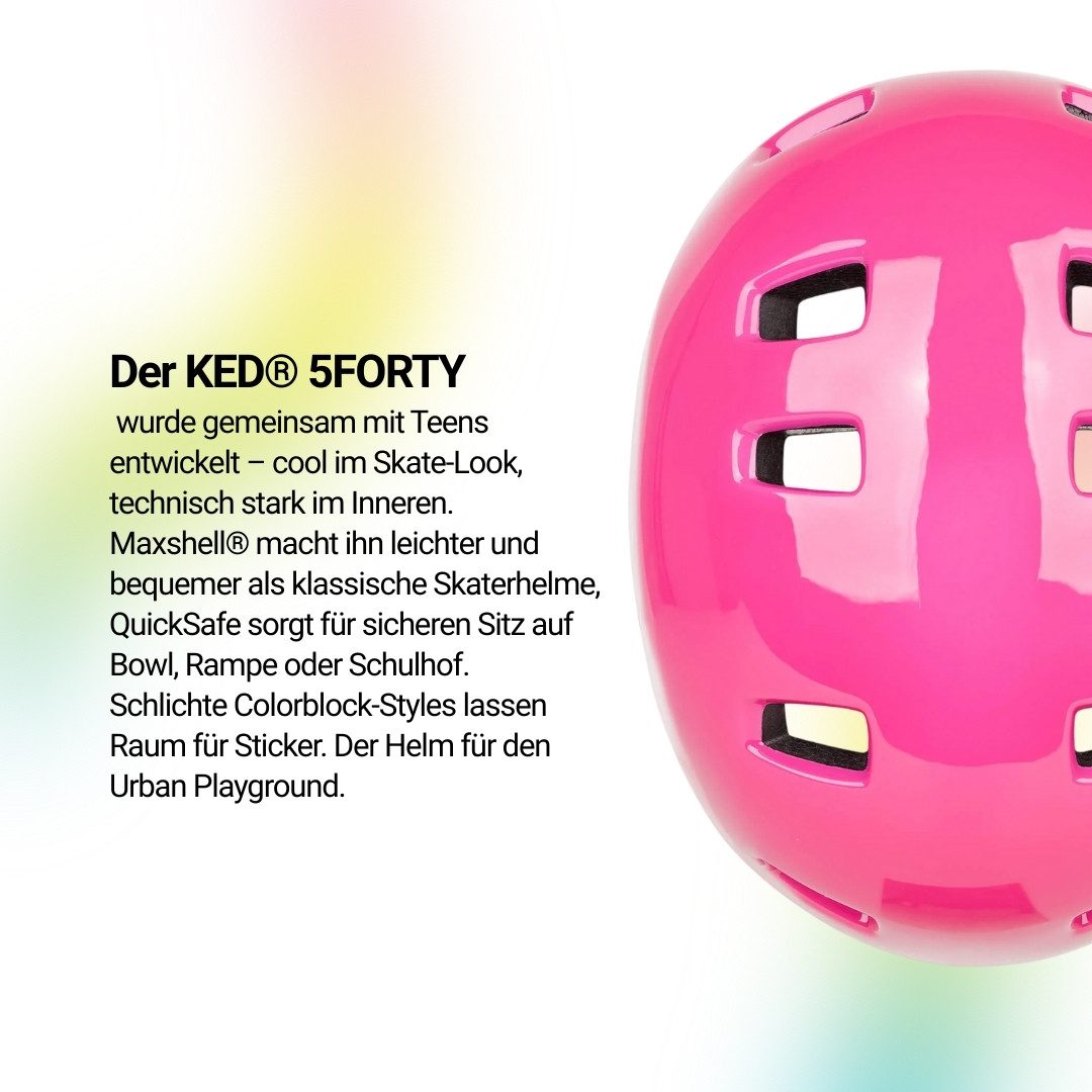 KED Kinderhelm 5Forty Jugend Helm, Skate-Bike-Helm Mit QUICKSAFE Verstellsystem