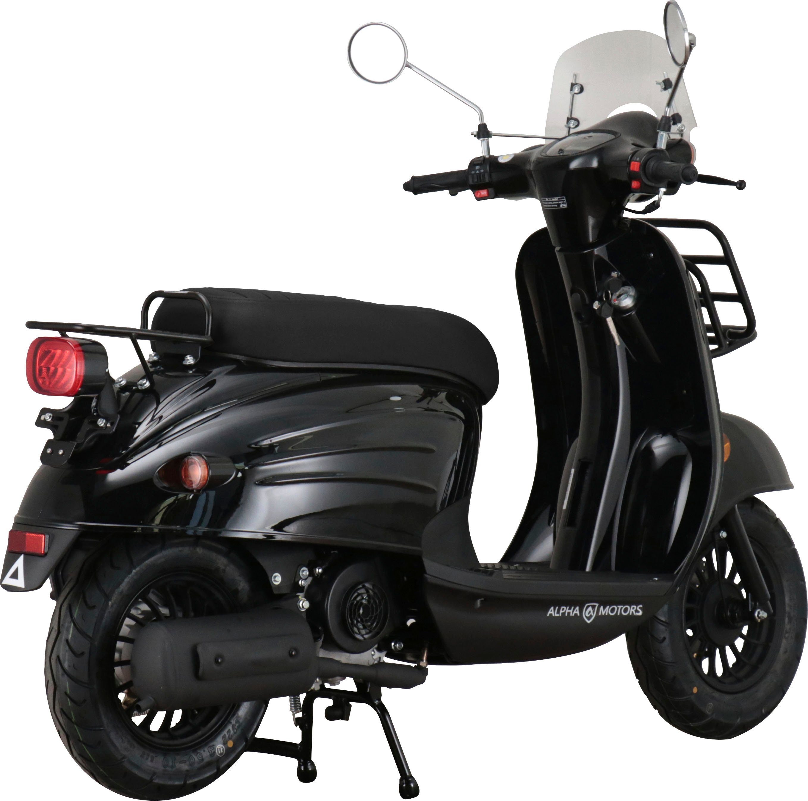 Alpha Motors Mofaroller Adria, inkl. ccm, schwarz 25 Windschild km/h, 5, 50 Euro