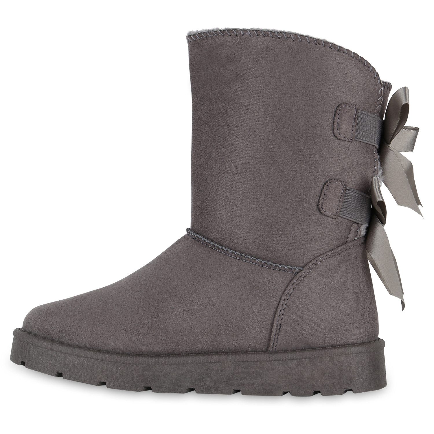 VAN HILL 841501 Winterstiefelette Damen Warm Gefütterte Winter Boots Stiefeletten Schleifen