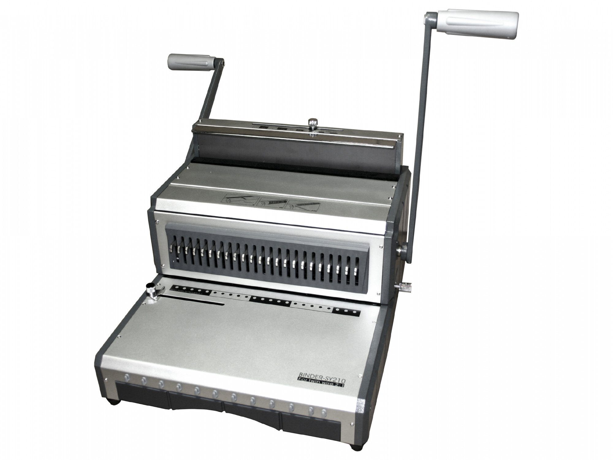 r&b Laminiersysteme Bindegerät Drahtbindegerät SY210 für 23 Ringe (2:1 Teilung), 23 Ringe 2:1, 20 Blatt Stanzen, 240 Blatt Binden, runde Löcher 5 mm