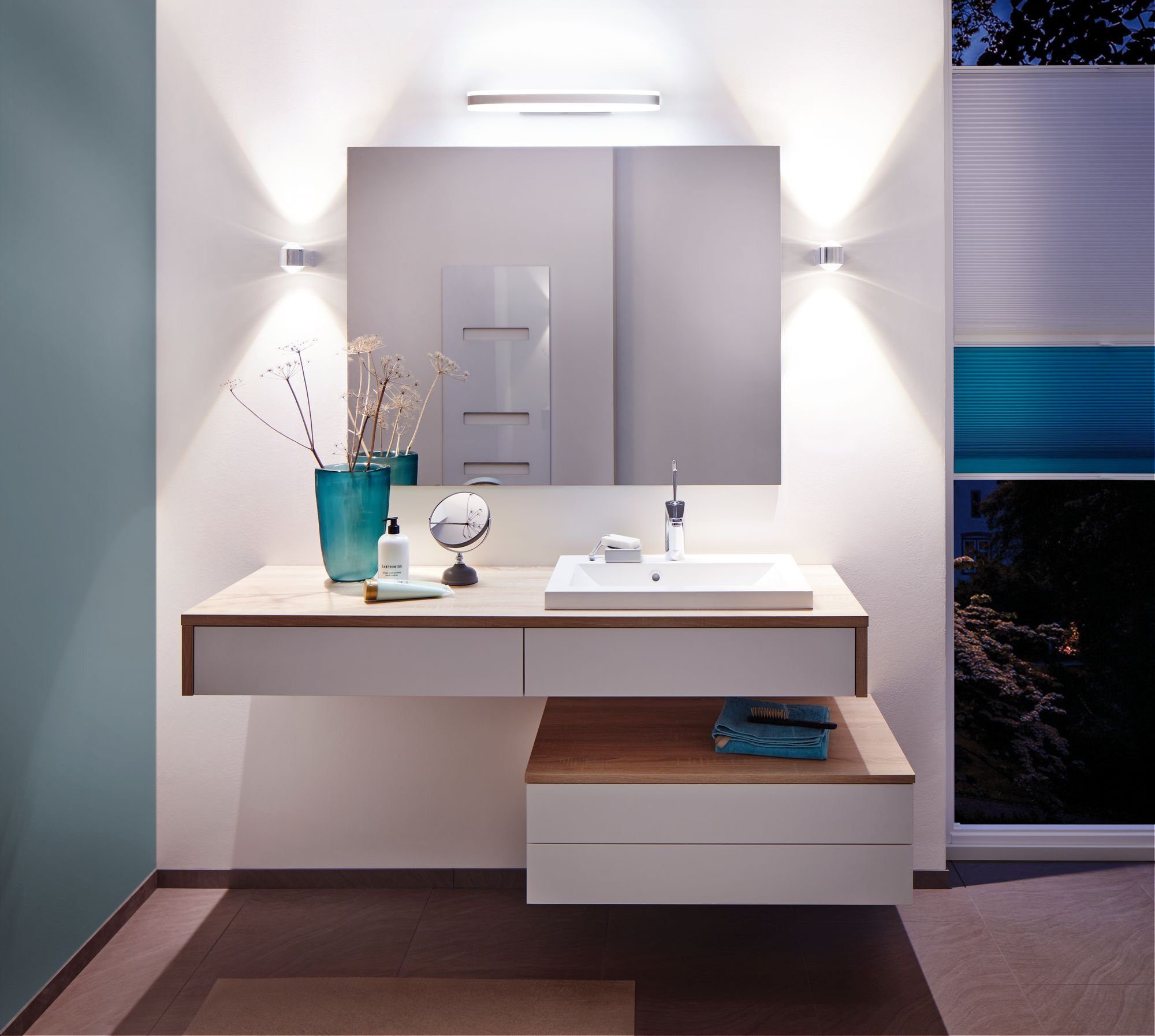 integriert, Spiegelleuchte Weiß, fest LED Badezimmerleuchte 500mm Metall, Kuma Chrom, Warmweiß, Paulmann Acryl, IP44 9W