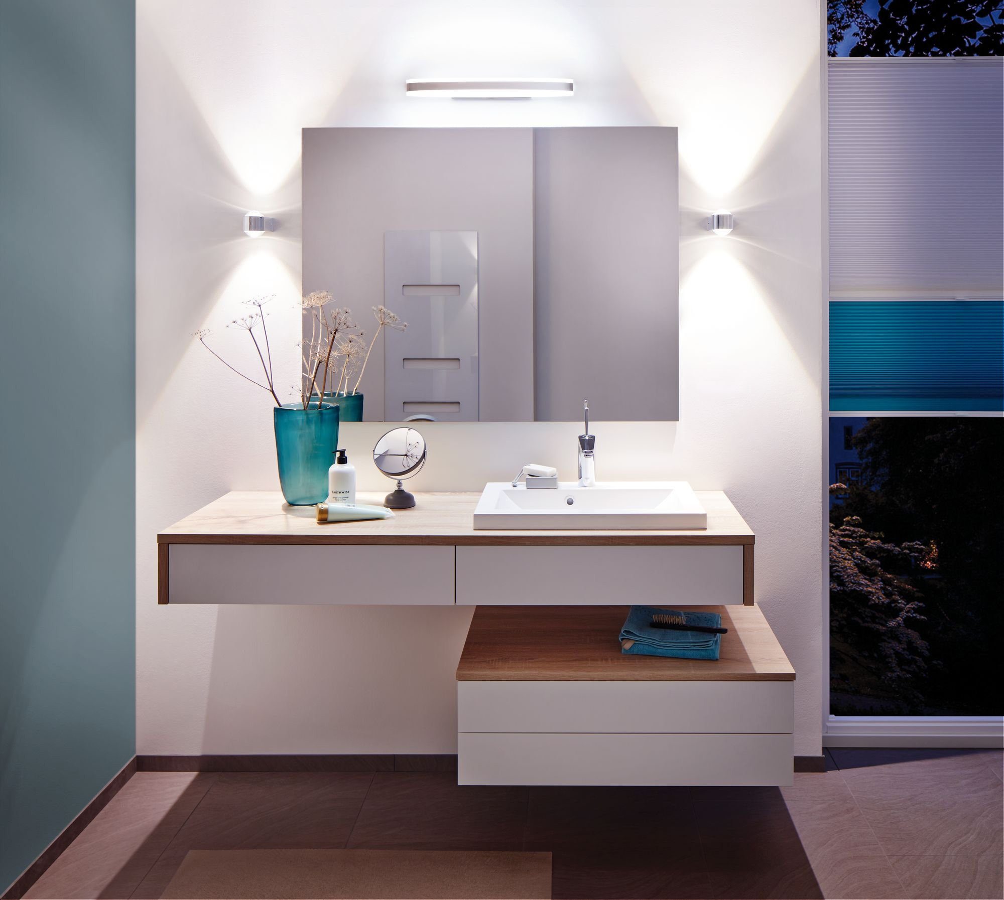 Paulmann Spiegelleuchte Kuma 500mm IP44 9W Chrom, Weiß, Metall, Acryl, LED fest integriert, Warmweiß, Badezimmerleuchte