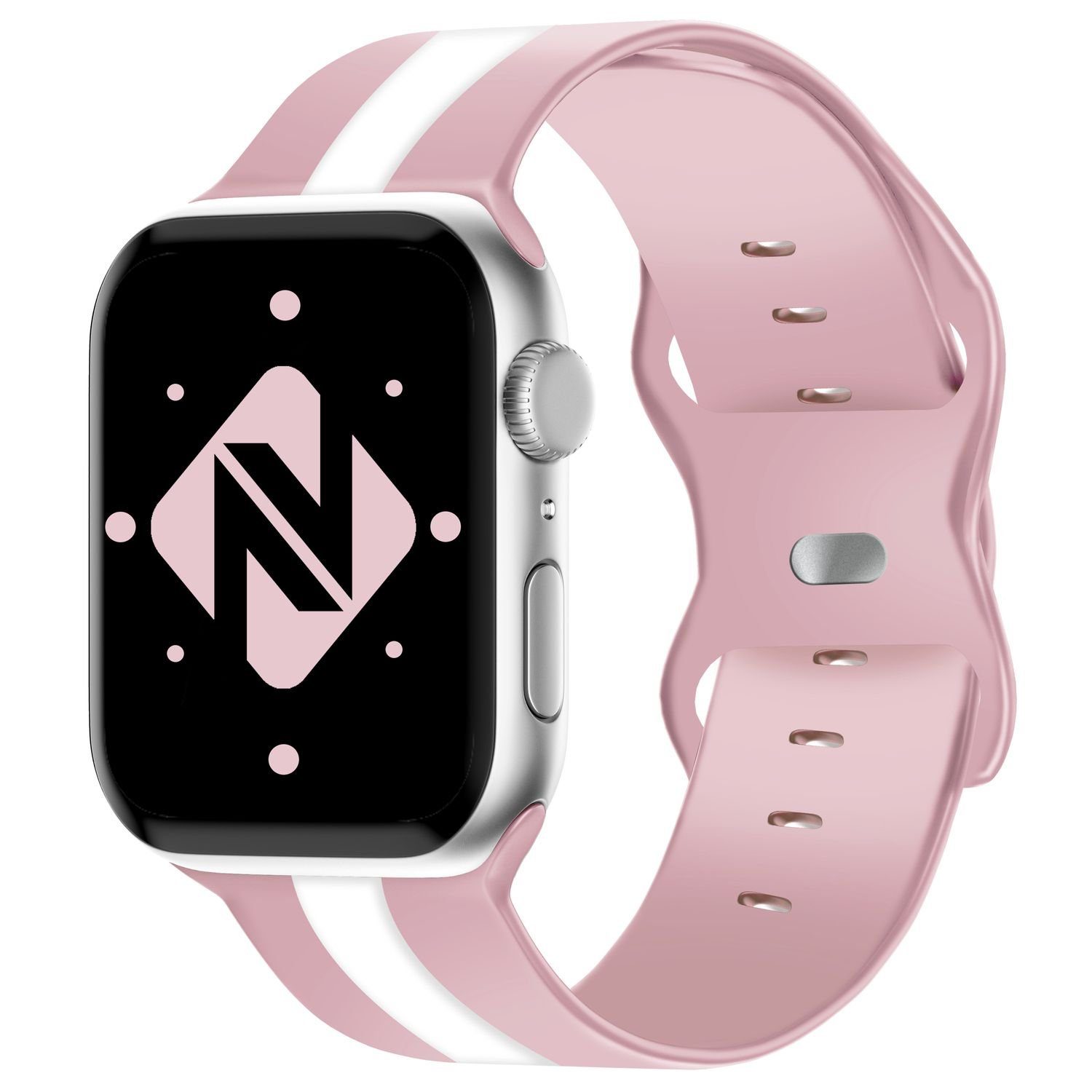 Nalia Smartwatch-Armband Apple Watch 38/40/41/42mm, Gestreiftes Silikon Ersatzband / für Sport Fitness Uhr / Atmungsaktiv