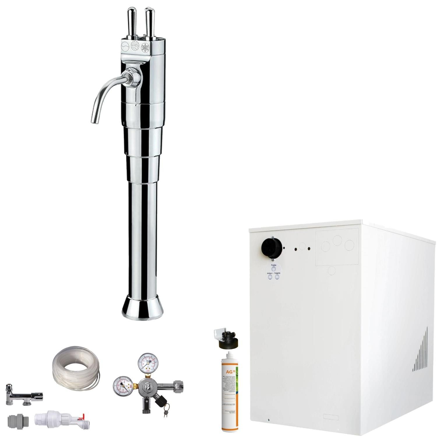 BieTal Wassersprudler Tafelwassergerät BieTal® BT-30U mit Kühlung Zapfstelle 3-Wege SET, (Set, ohne CO2 Flasche-tlg., Classic Hebel mit Aktivkohle Filteranlage), Sprudelwasseranlage Trinkwasser Wasserspender
