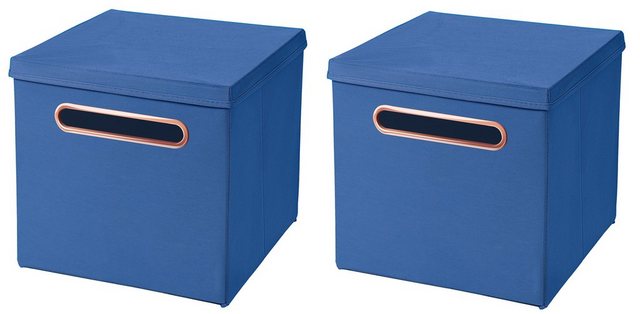 StickandShine Faltbox “2 Stück 32,5 x 32,5 x 32,5 cm Faltbox mit Deckel Rosegold Griff Stoffbox Aufbewahrungsbox 2er SET in verschiedenen Farben Luxus Faltkiste”