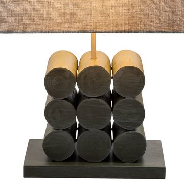 etc-shop Tischleuchte, Leuchtmittel nicht inklusive, Lese Lampe Nacht Schreib Tisch Leuchte Holz Textil eckig Schlaf Zimmer