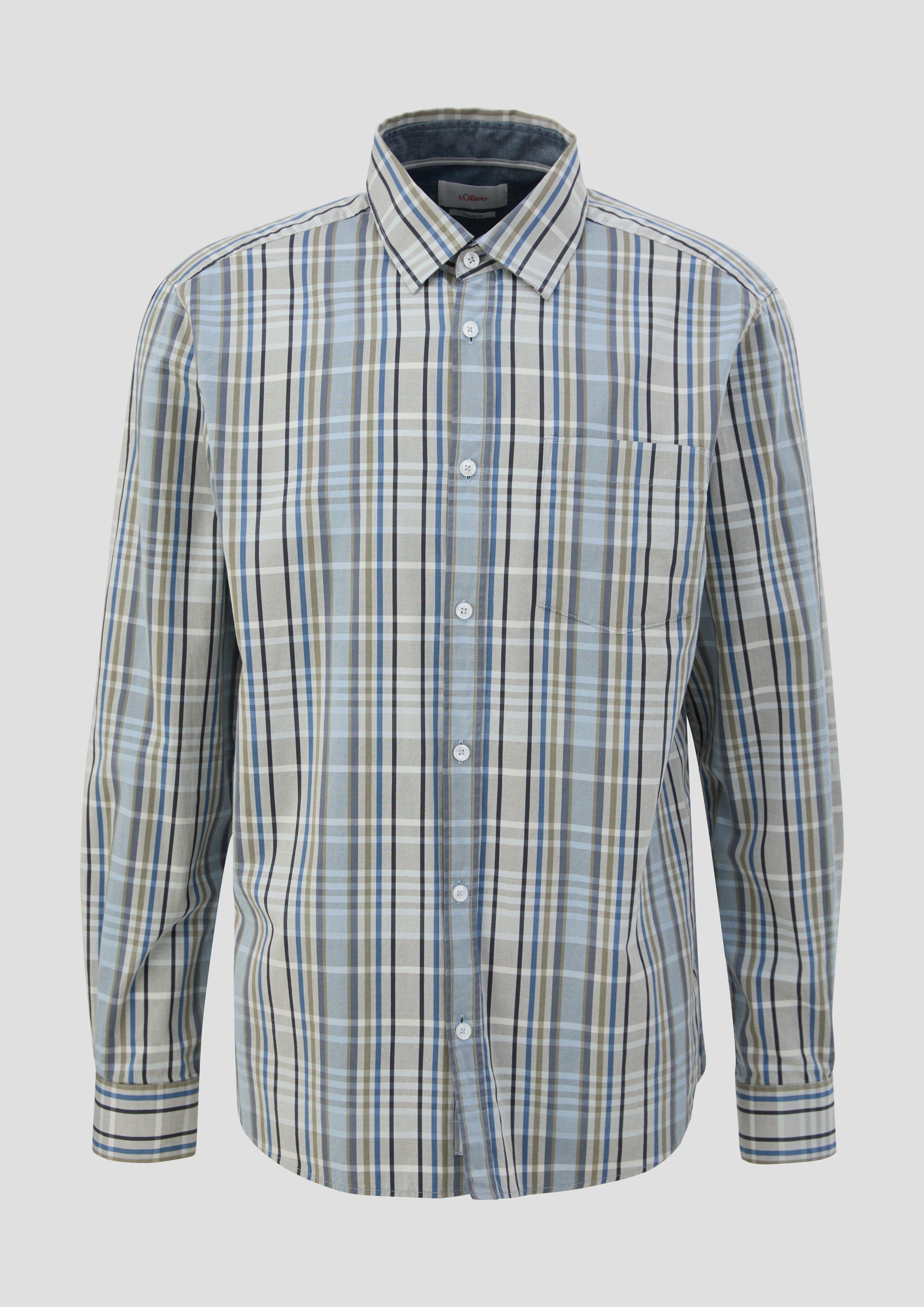 Hemd Regular: aus salbeigrün s.Oliver Baumwolle Tape Langarmhemd